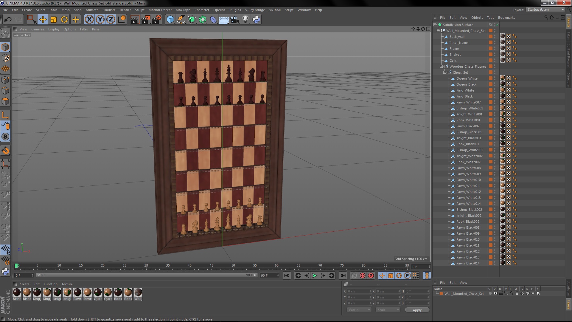 Wall Mounted Chess Set 3D