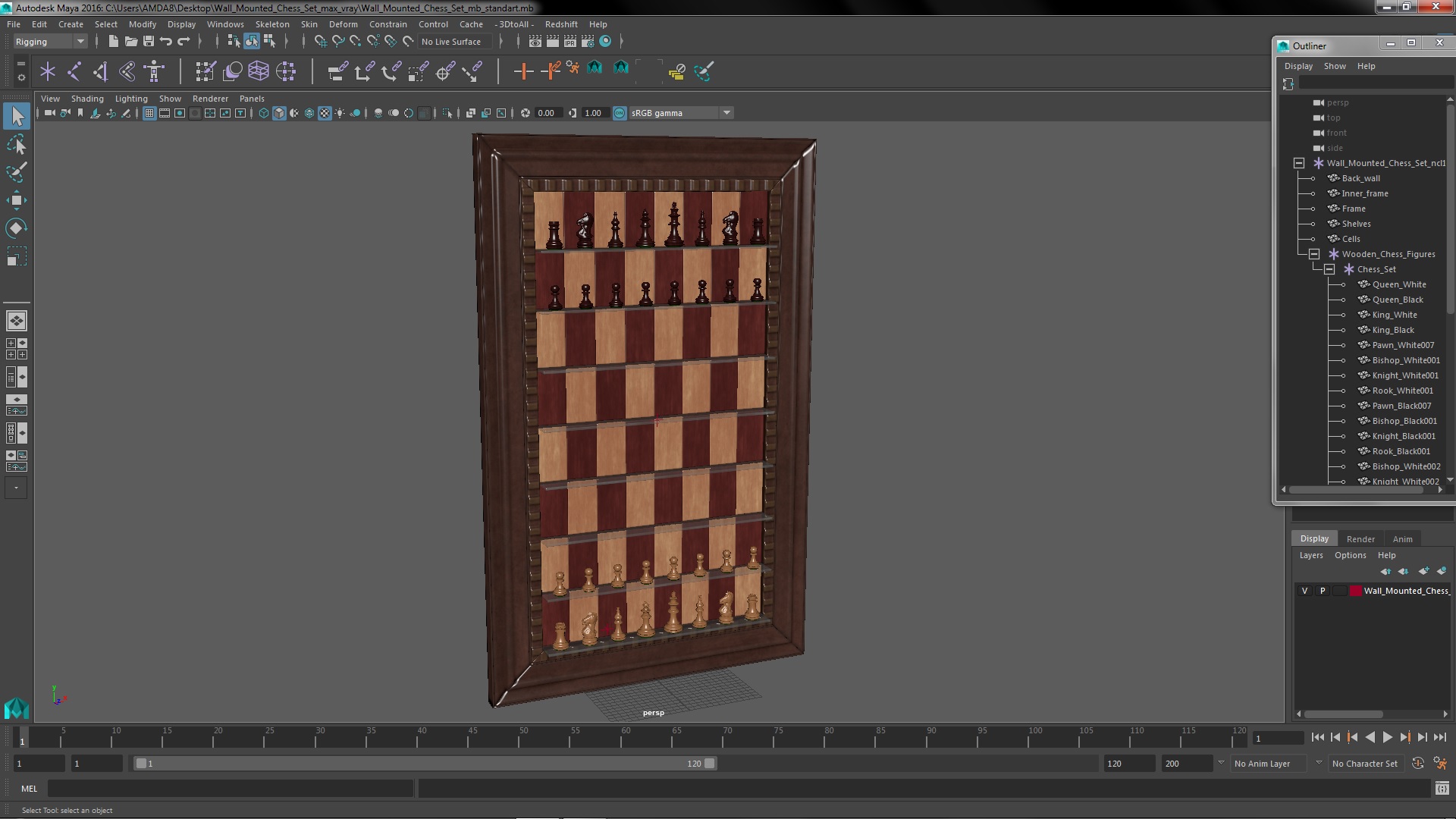 Wall Mounted Chess Set 3D