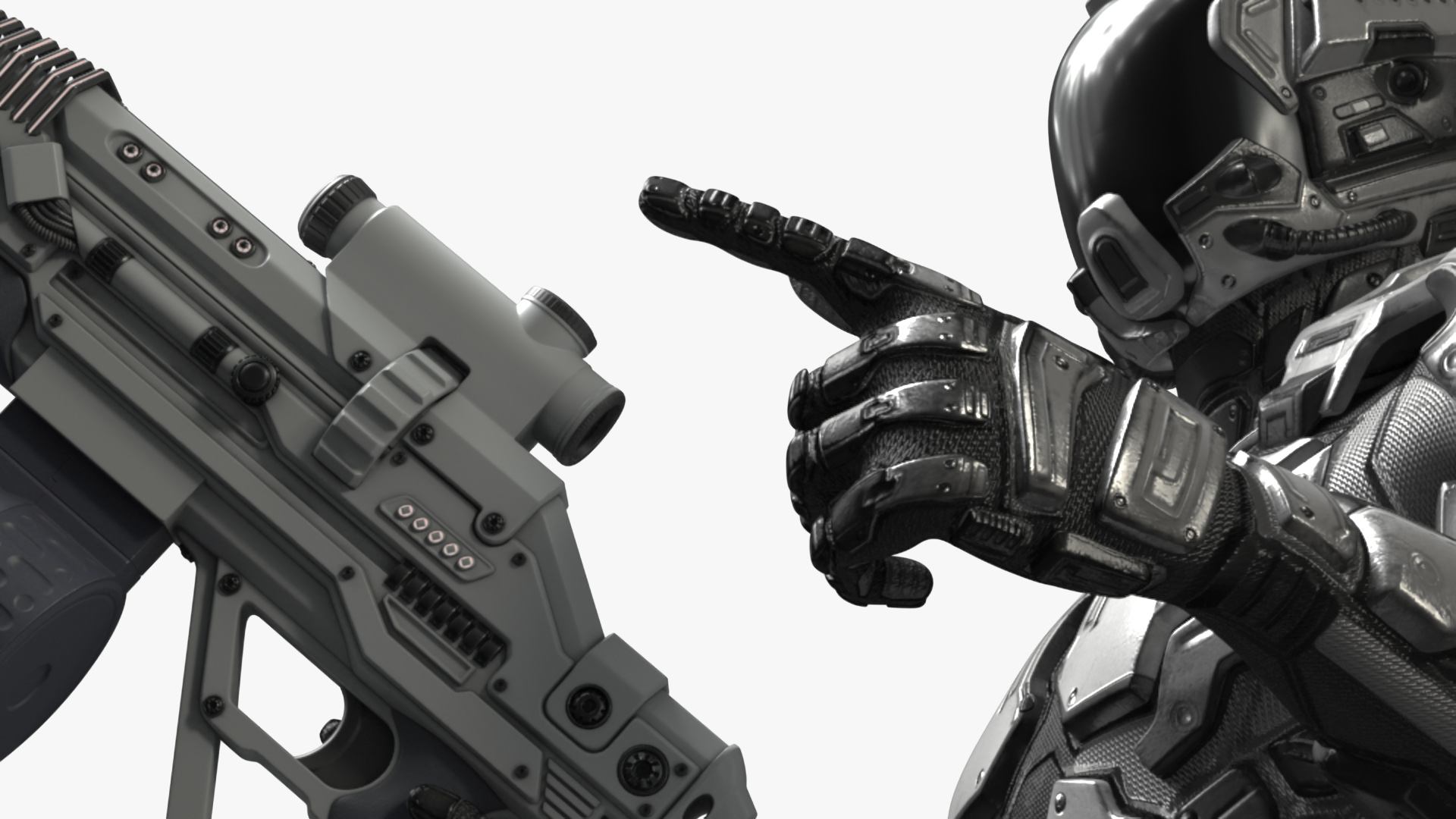3D model Futuristic Armored Robot with Rifle
