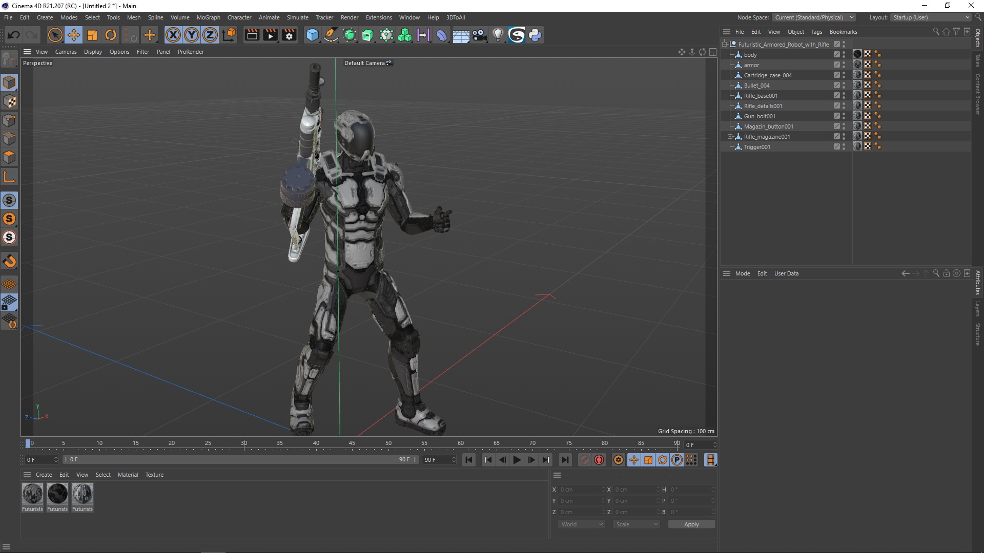 3D model Futuristic Armored Robot with Rifle