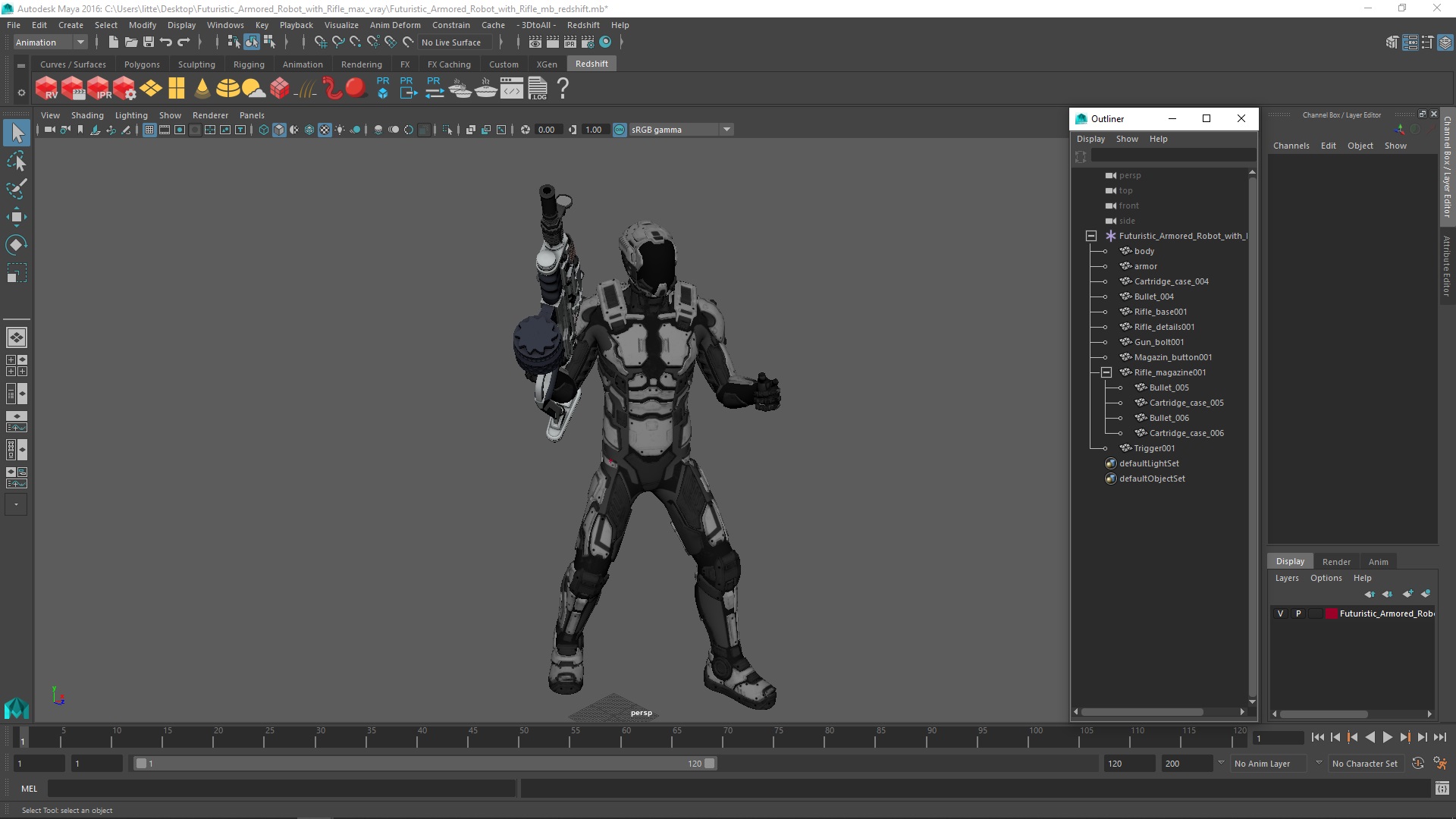 3D model Futuristic Armored Robot with Rifle