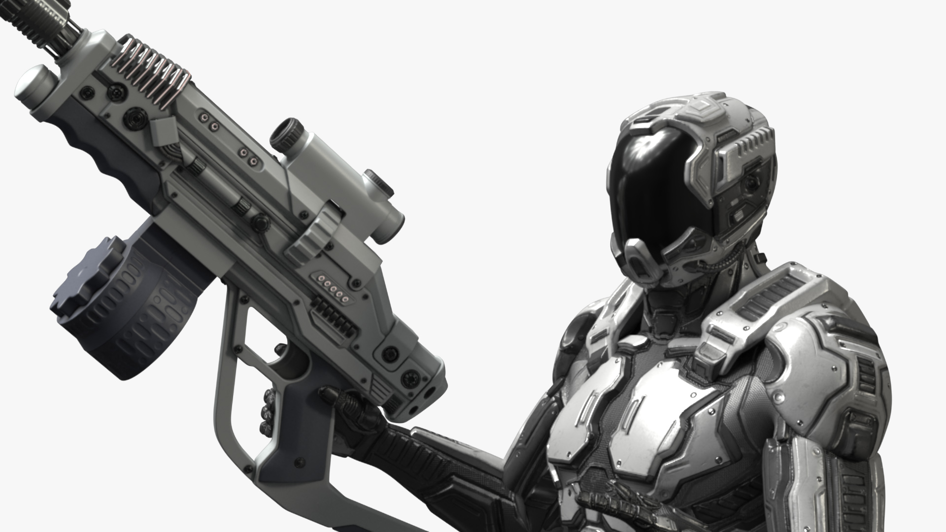 3D model Futuristic Armored Robot with Rifle