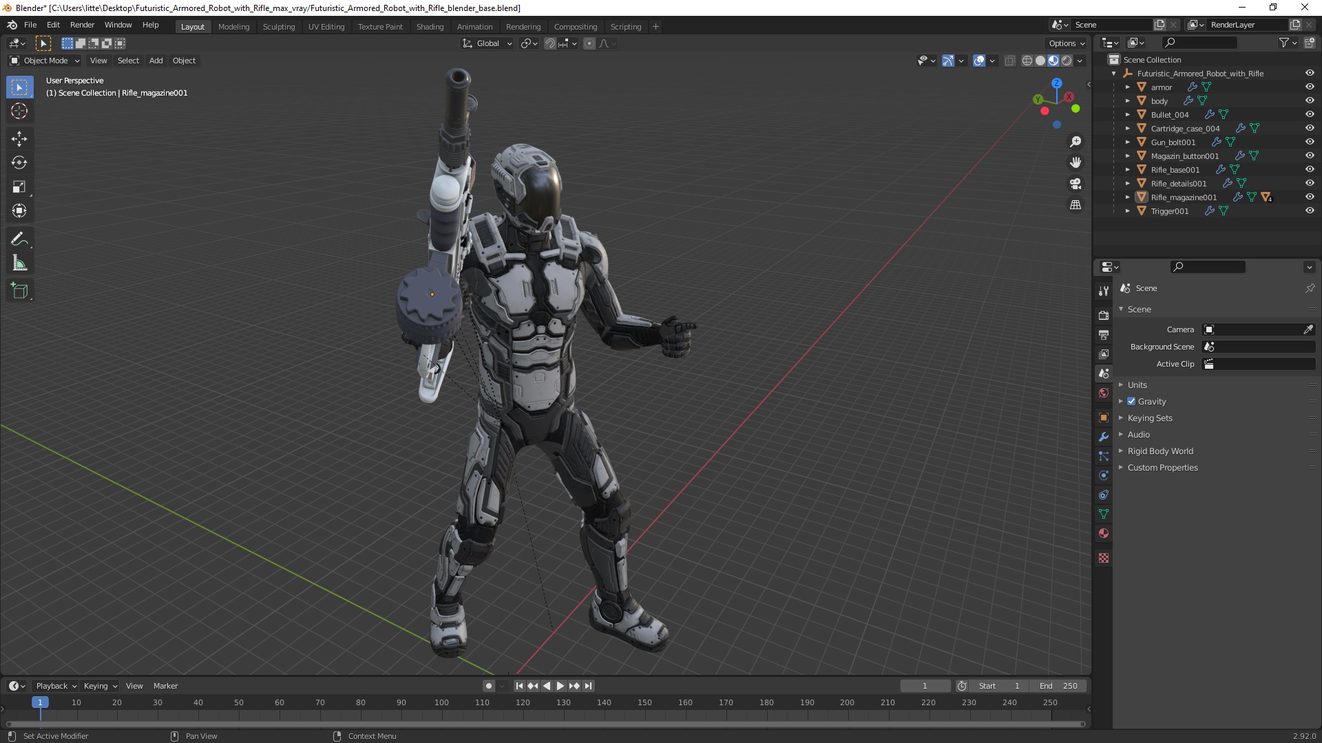 3D model Futuristic Armored Robot with Rifle