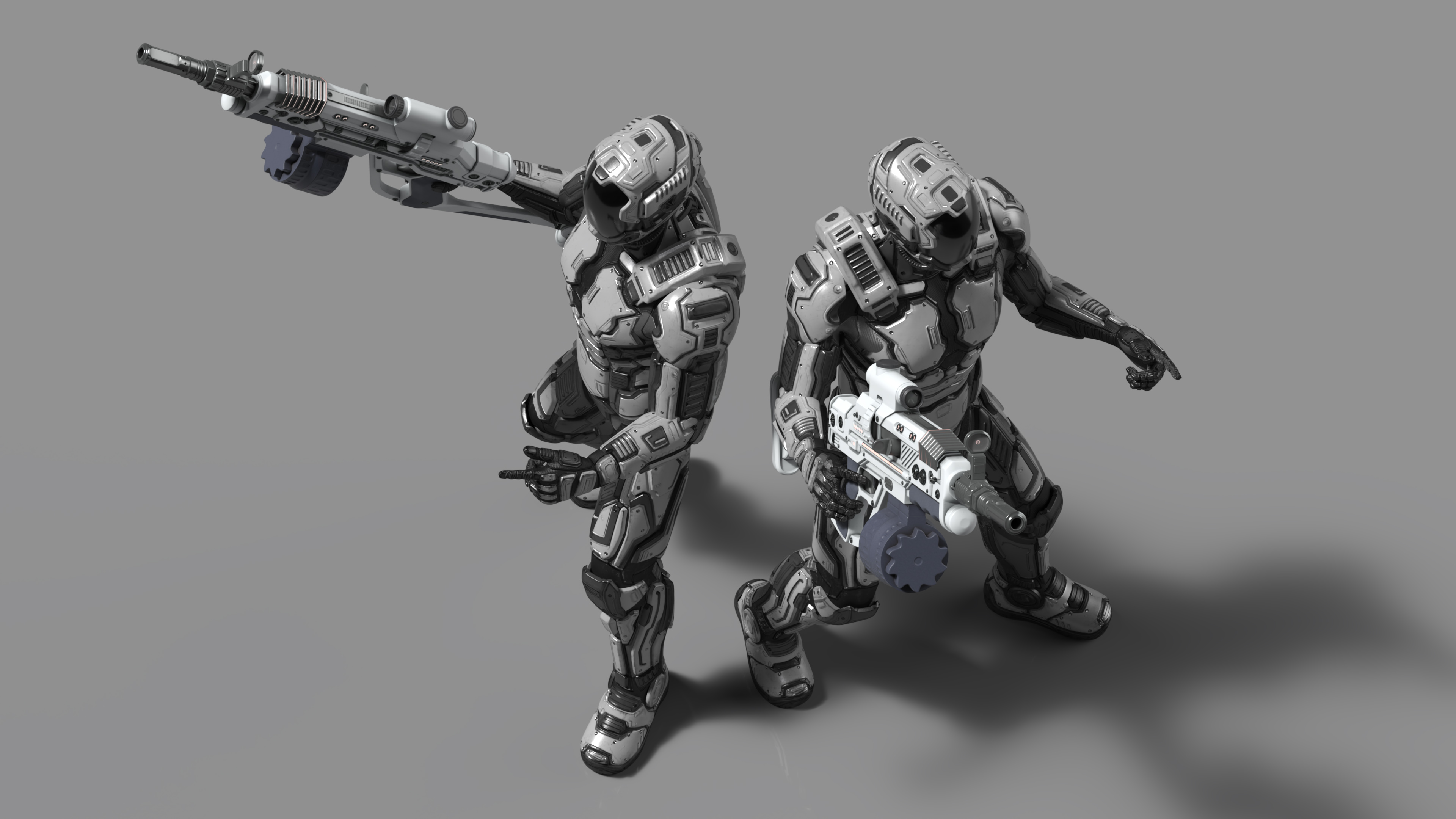 3D model Futuristic Armored Robot with Rifle