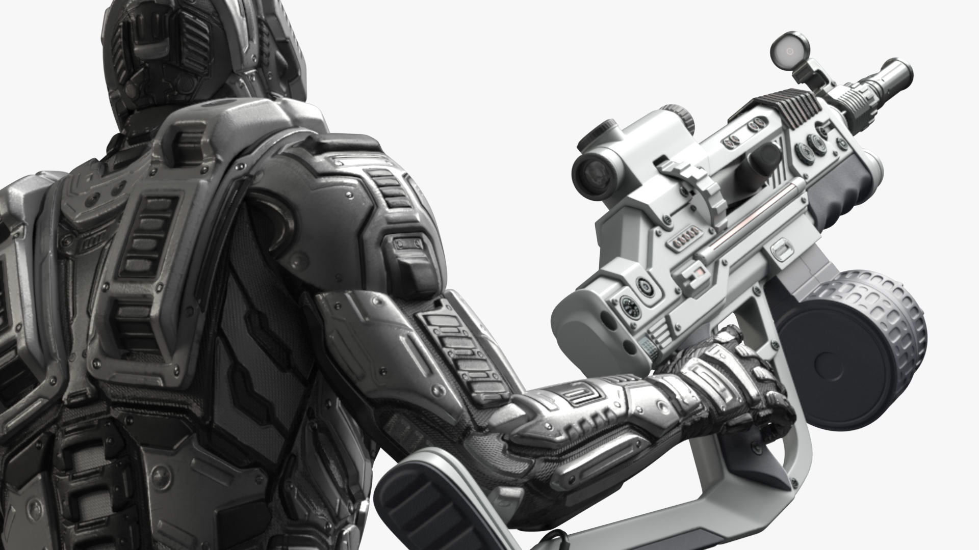 3D model Futuristic Armored Robot with Rifle