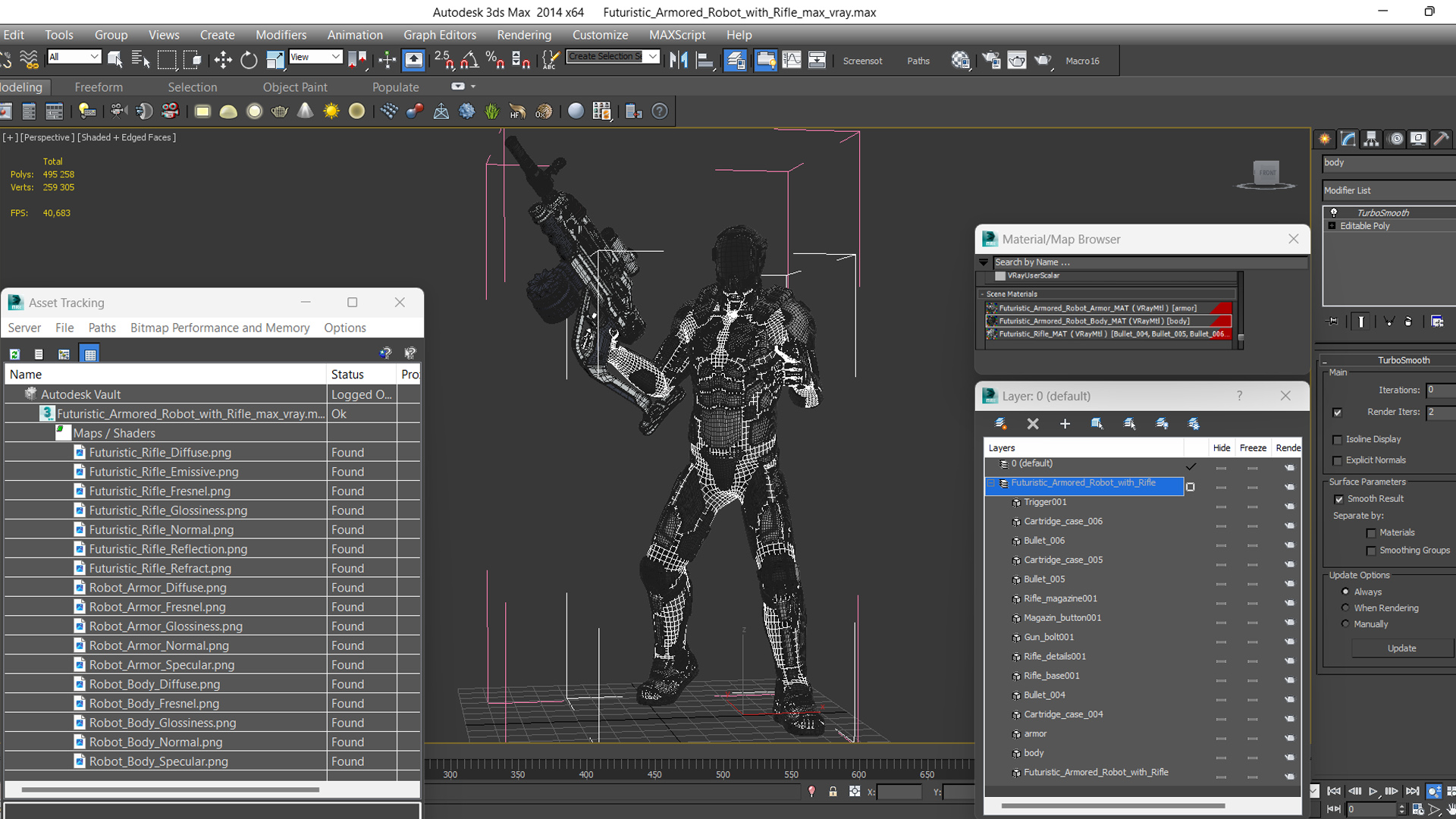 3D model Futuristic Armored Robot with Rifle