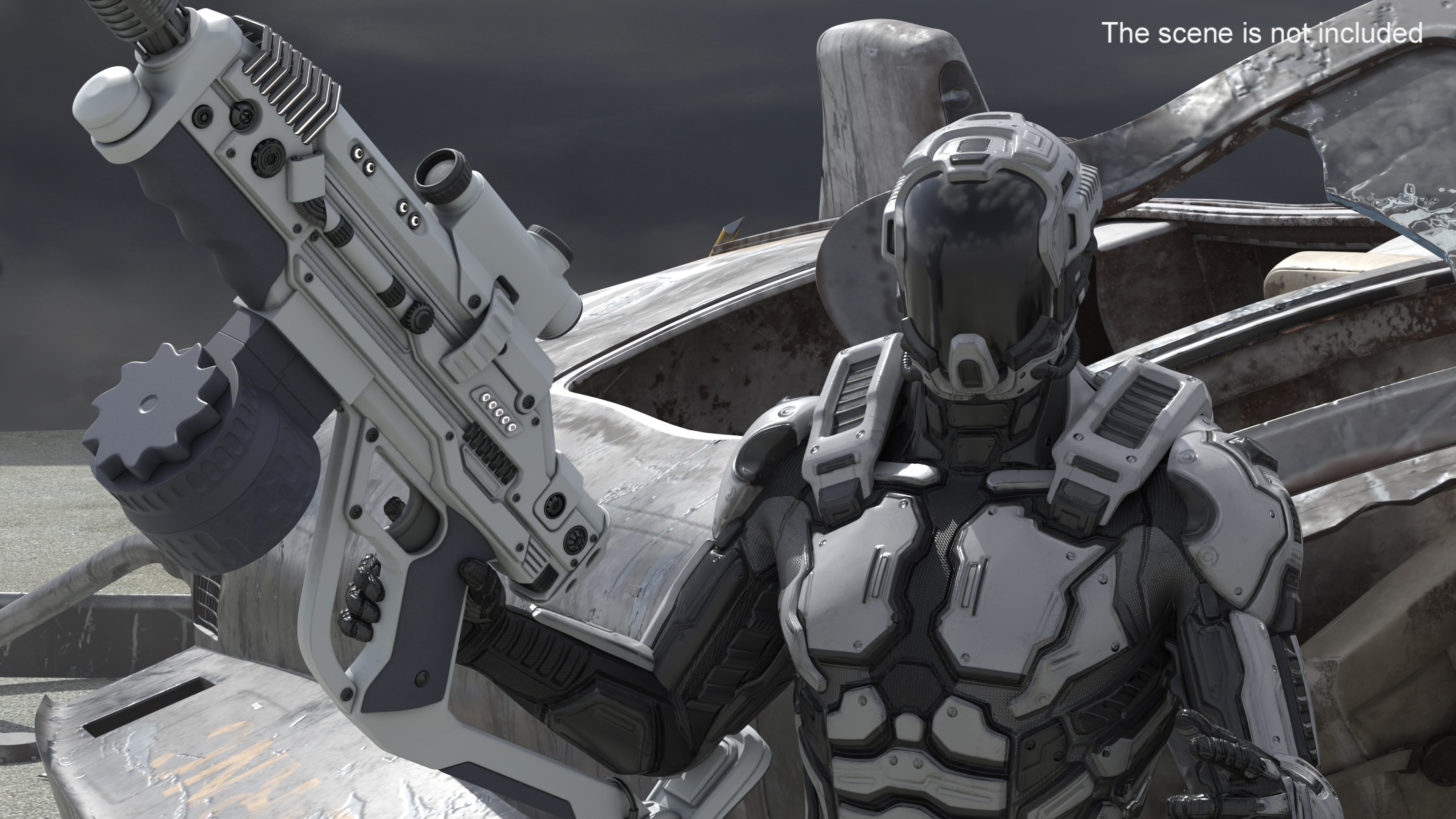 3D model Futuristic Armored Robot with Rifle