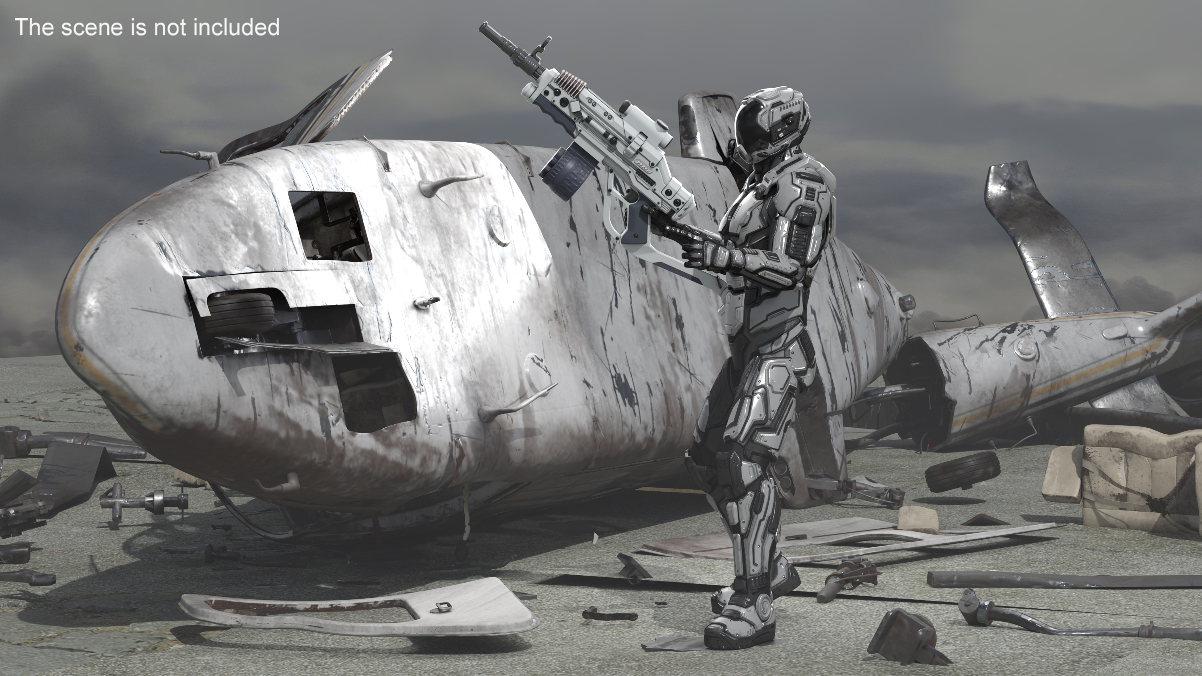 3D model Futuristic Armored Robot with Rifle