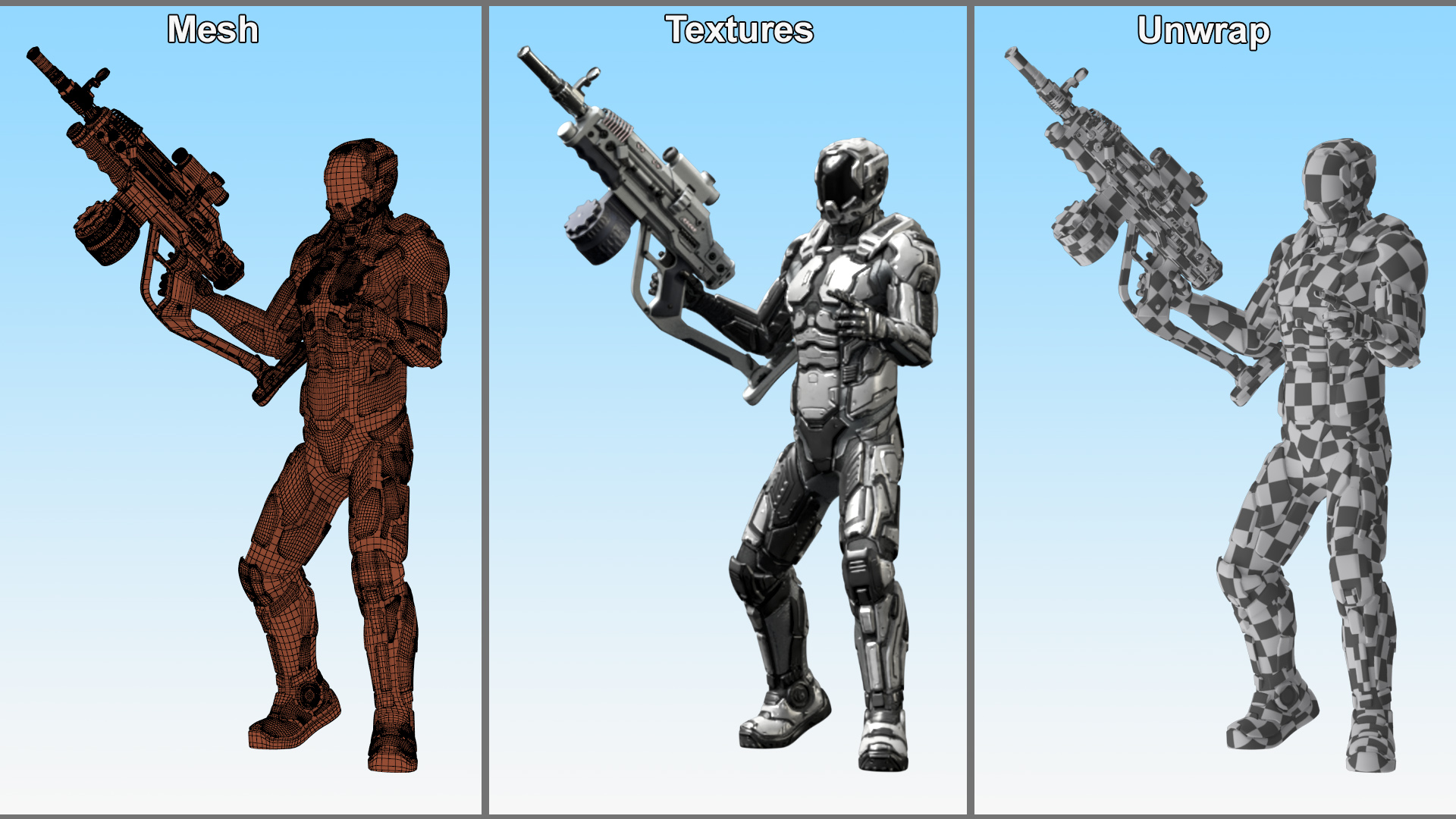 3D model Futuristic Armored Robot with Rifle