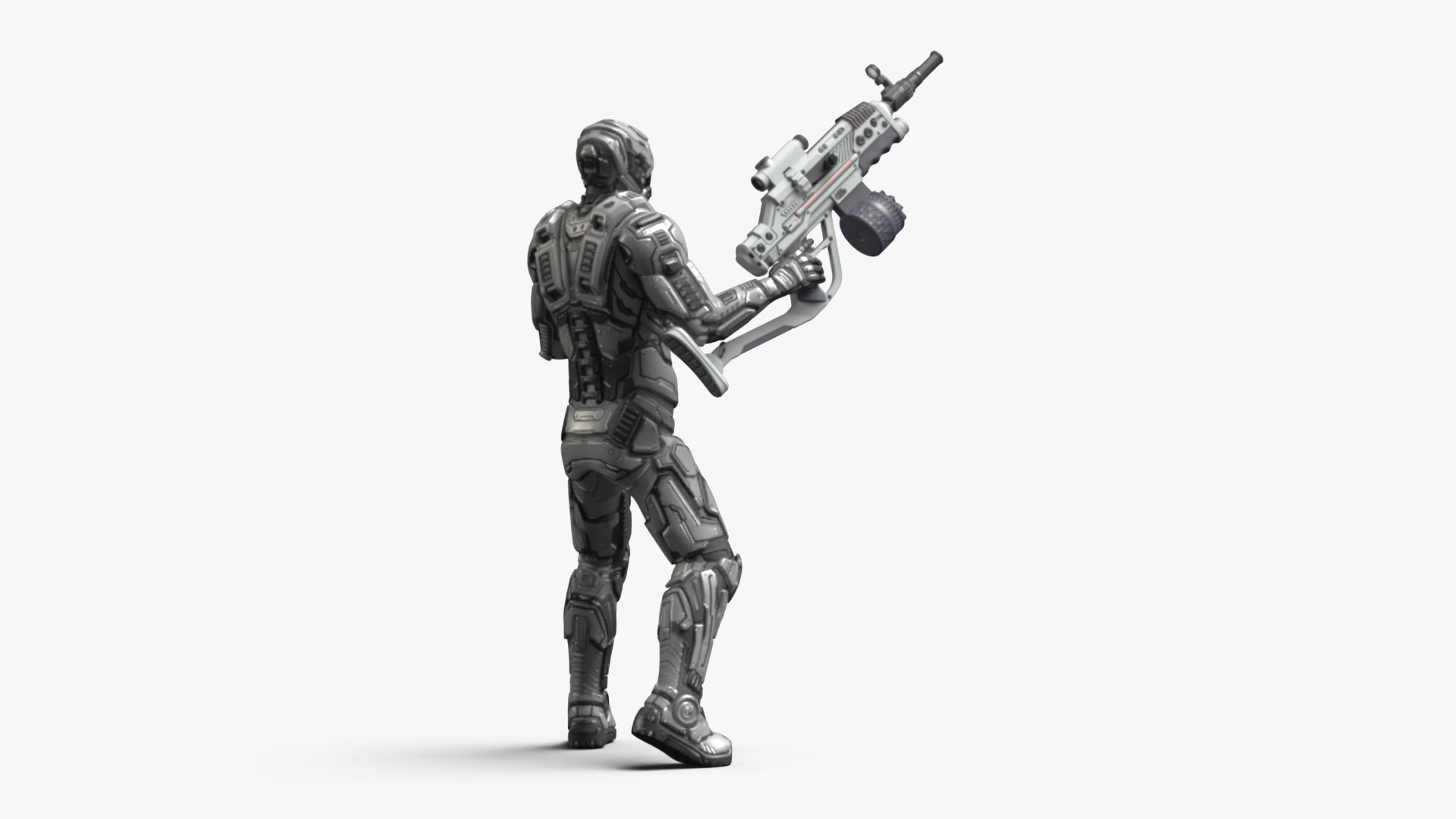 3D model Futuristic Armored Robot with Rifle