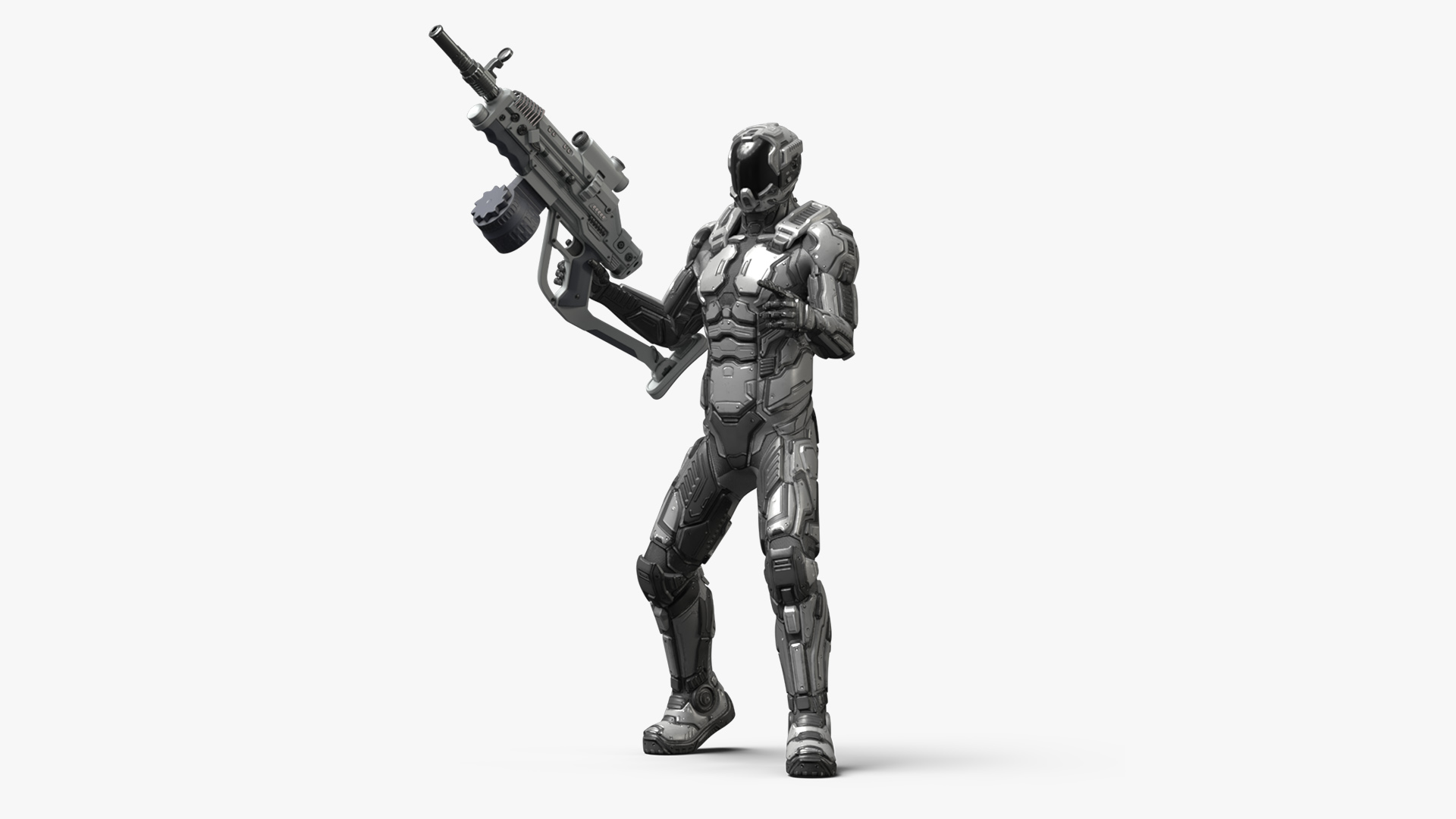 3D model Futuristic Armored Robot with Rifle