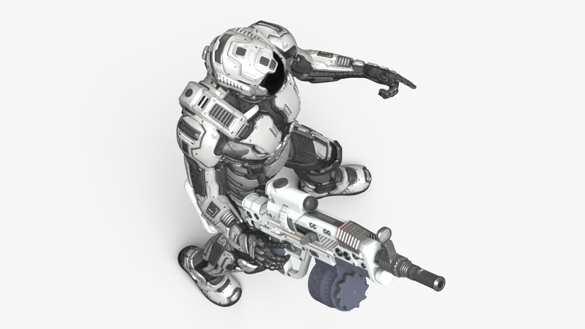 3D model Futuristic Armored Robot with Rifle