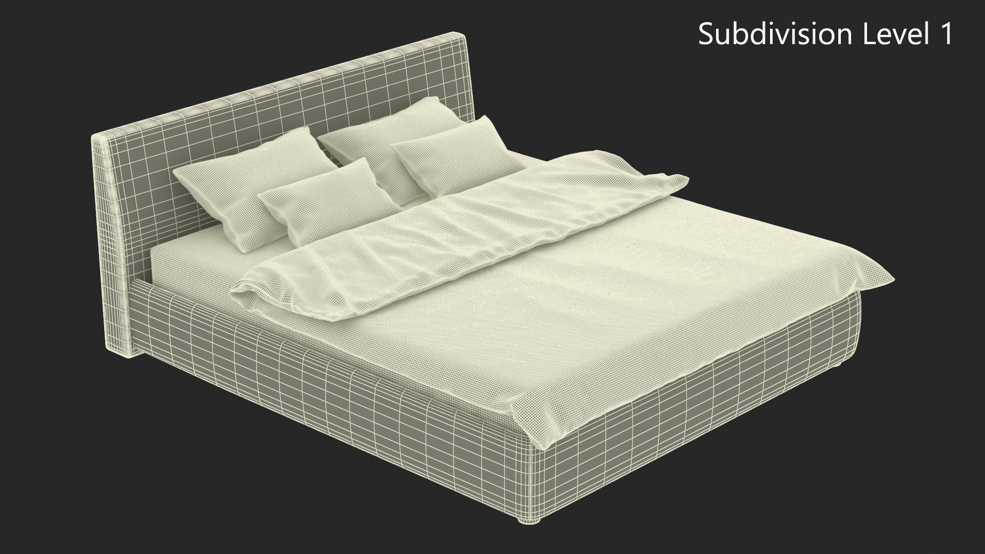 Modern Upholstered Double Bed 3D model