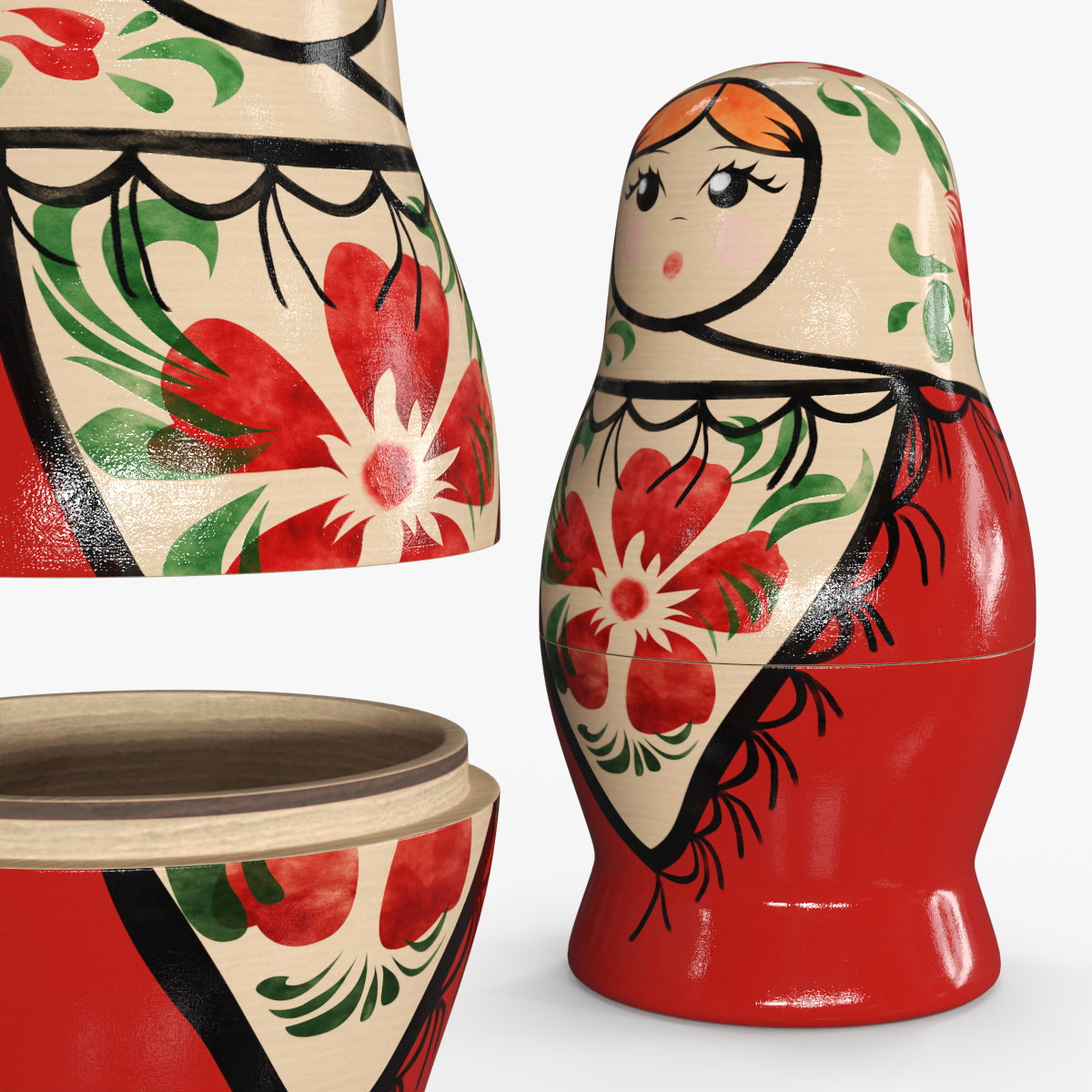 Matryoshka Nesting Doll 3D model preview