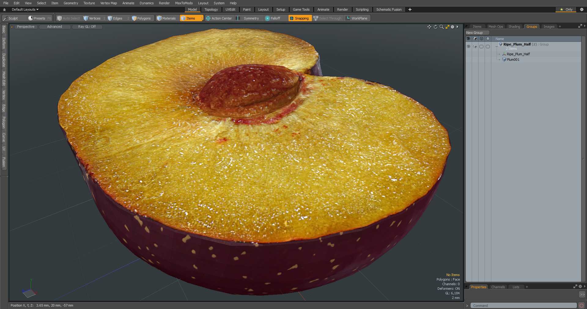 Ripe Plum Half 3D model