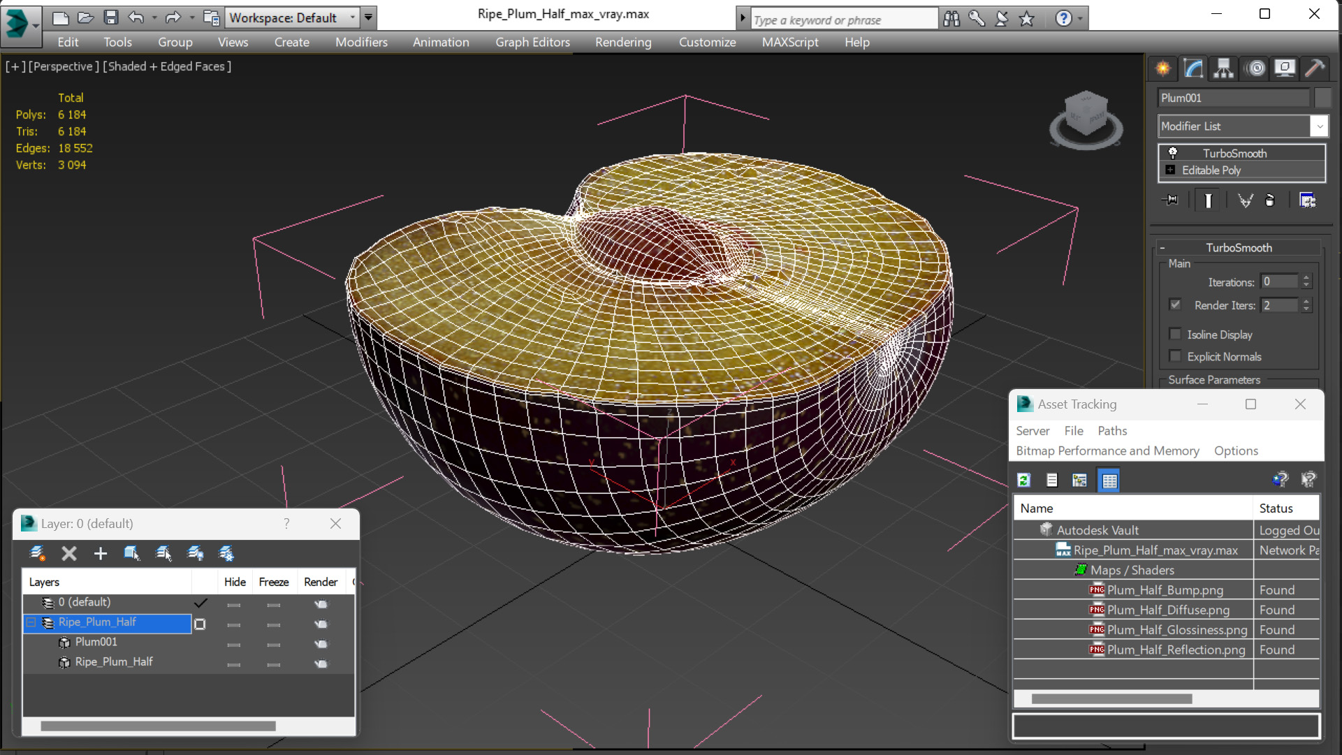 Ripe Plum Half 3D model