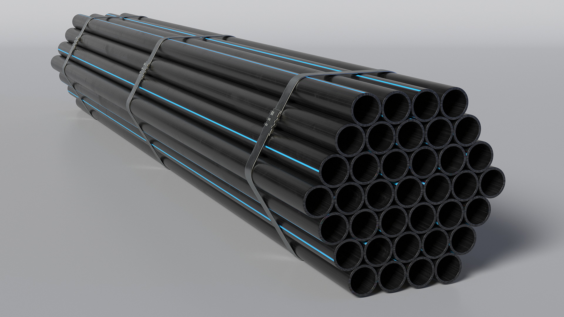 Plastic Pipes Bundle 2 Meters 3D model