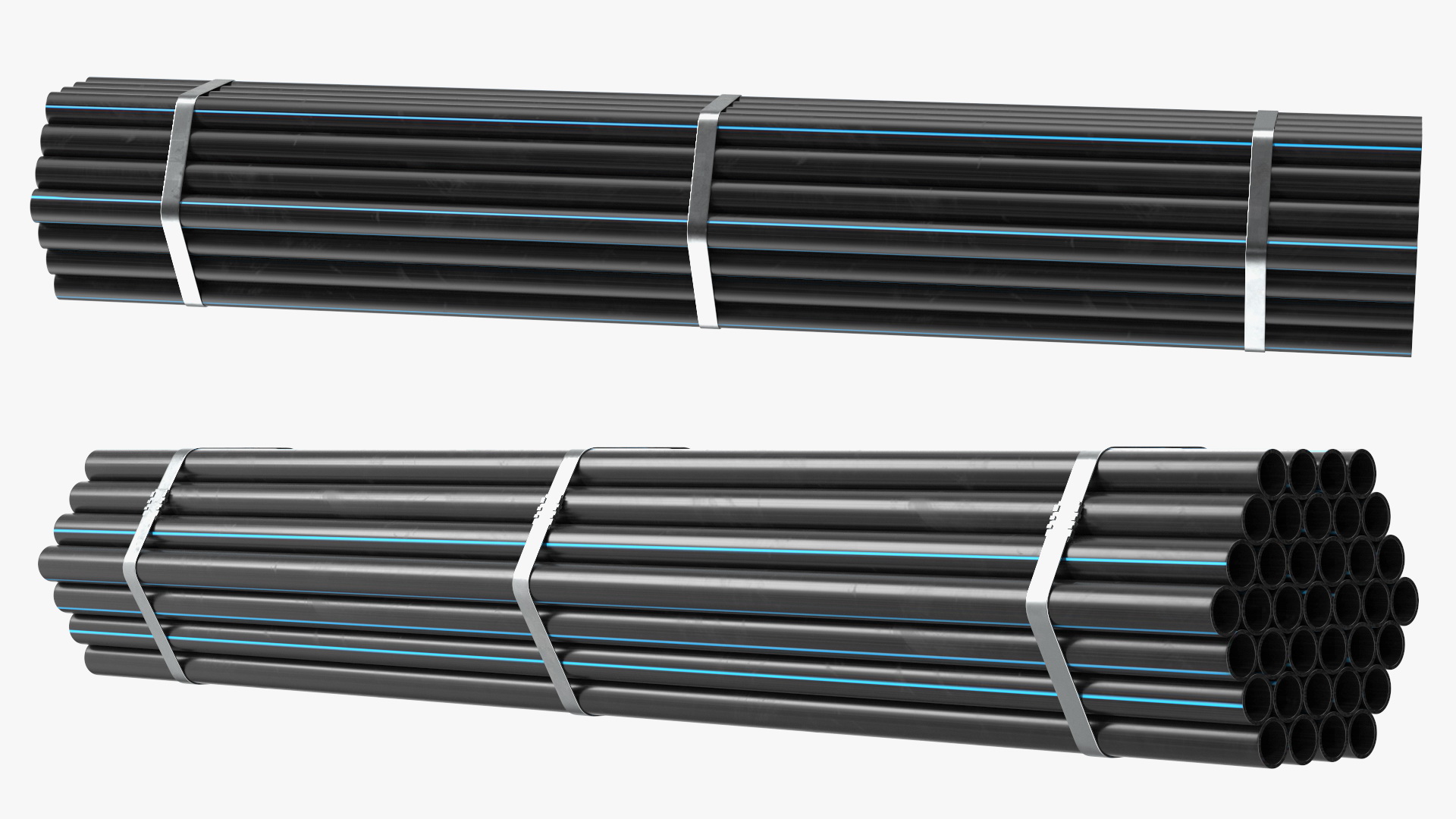 Plastic Pipes Bundle 2 Meters 3D model