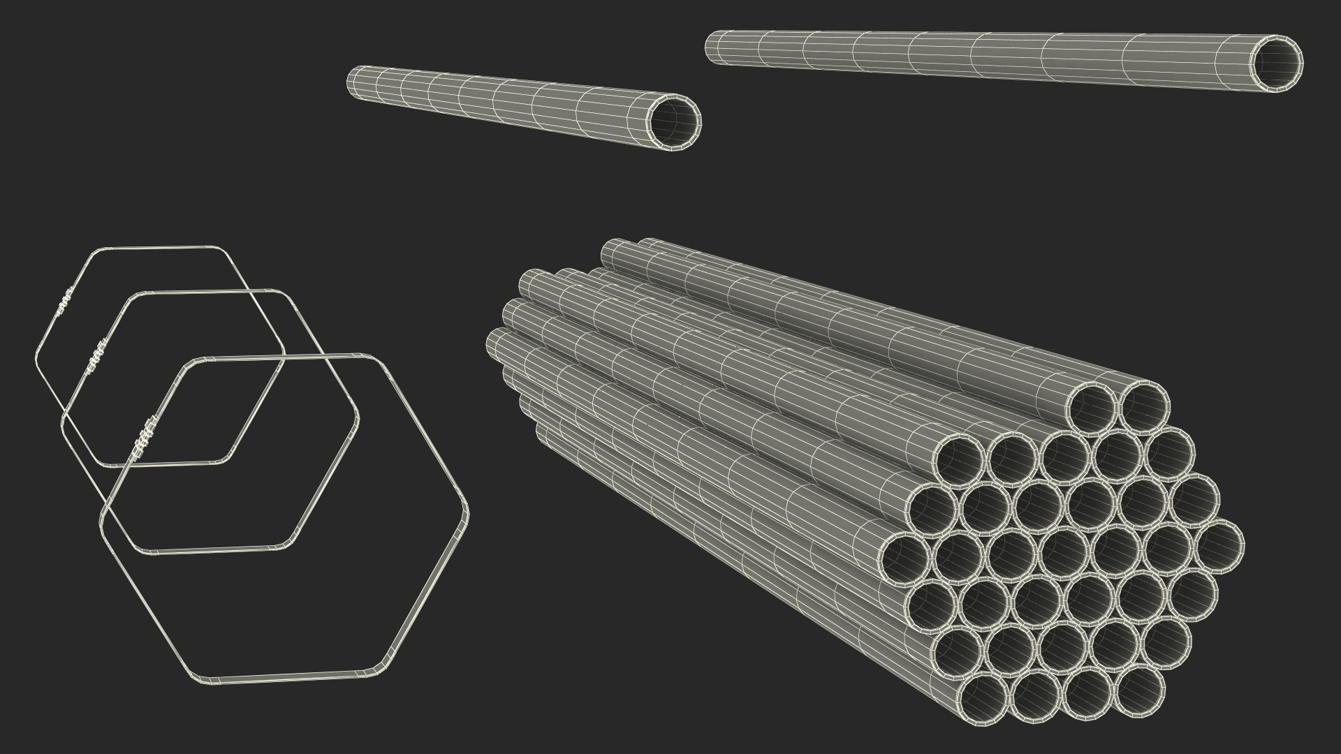 Plastic Pipes Bundle 2 Meters 3D model