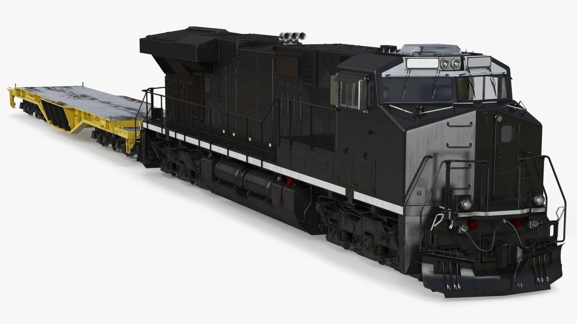 Freight Flat Wagon with Diesel Locomotive