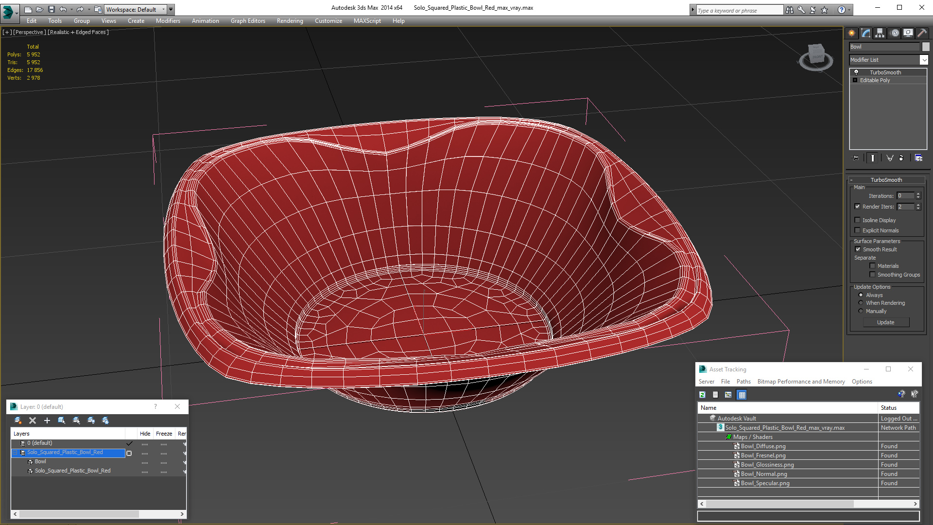 Solo Squared Plastic Bowl Red 3D model