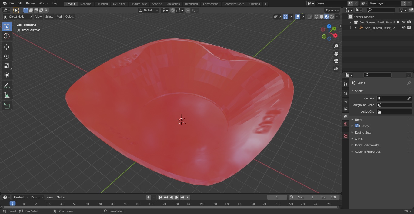 Solo Squared Plastic Bowl Red 3D model