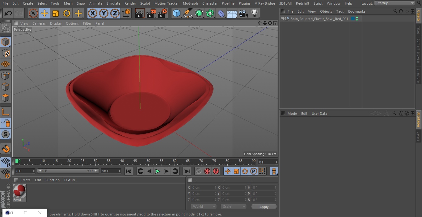 Solo Squared Plastic Bowl Red 3D model