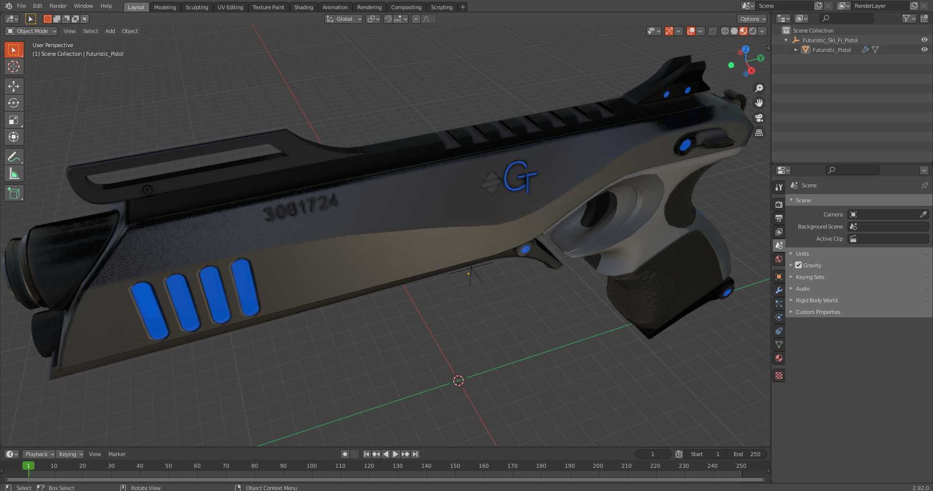 Futuristic Sci Fi Pistol 3D model