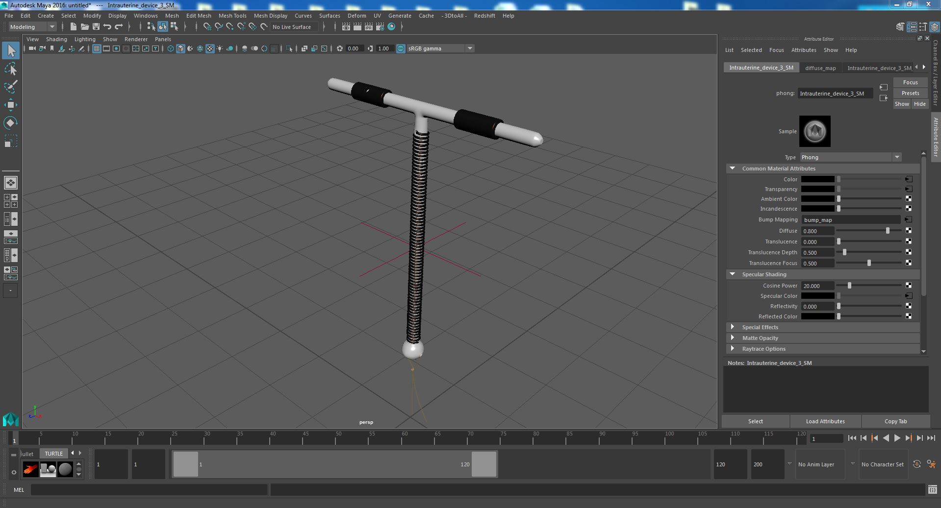 Copper Intrauterine Device T-IUD 3D
