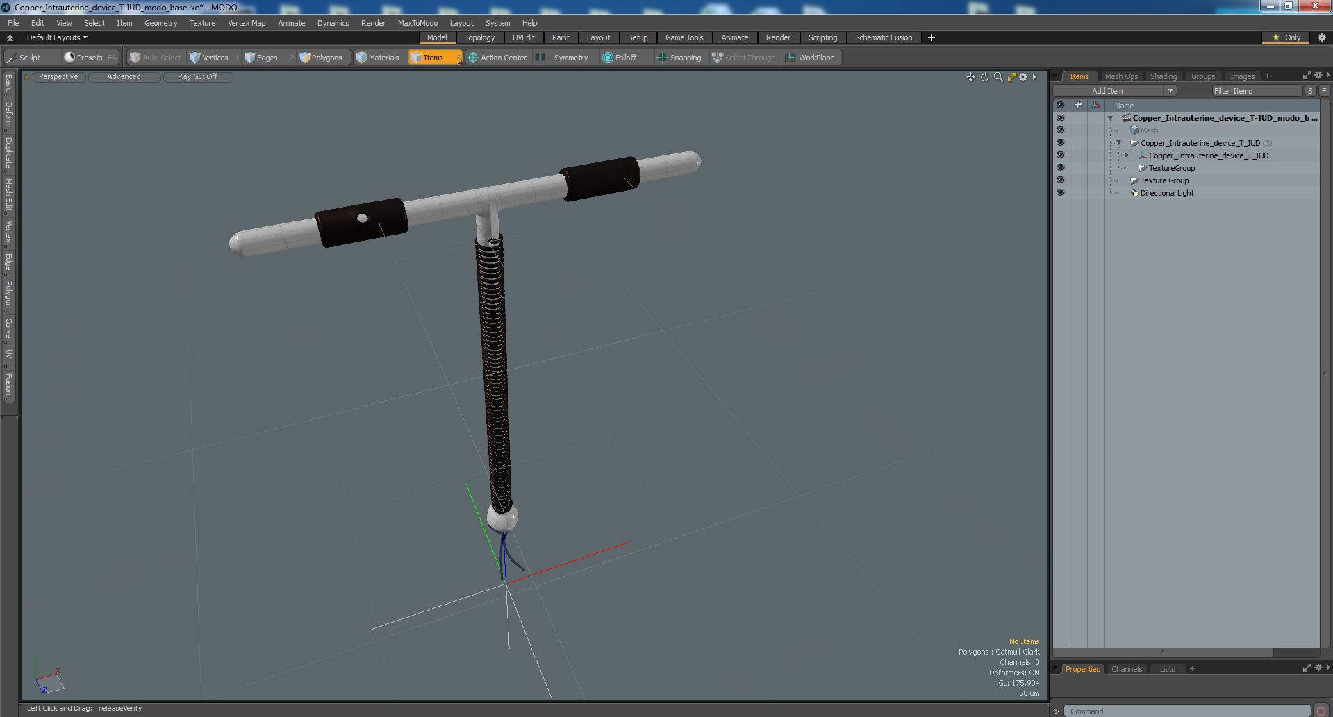 Copper Intrauterine Device T-IUD 3D