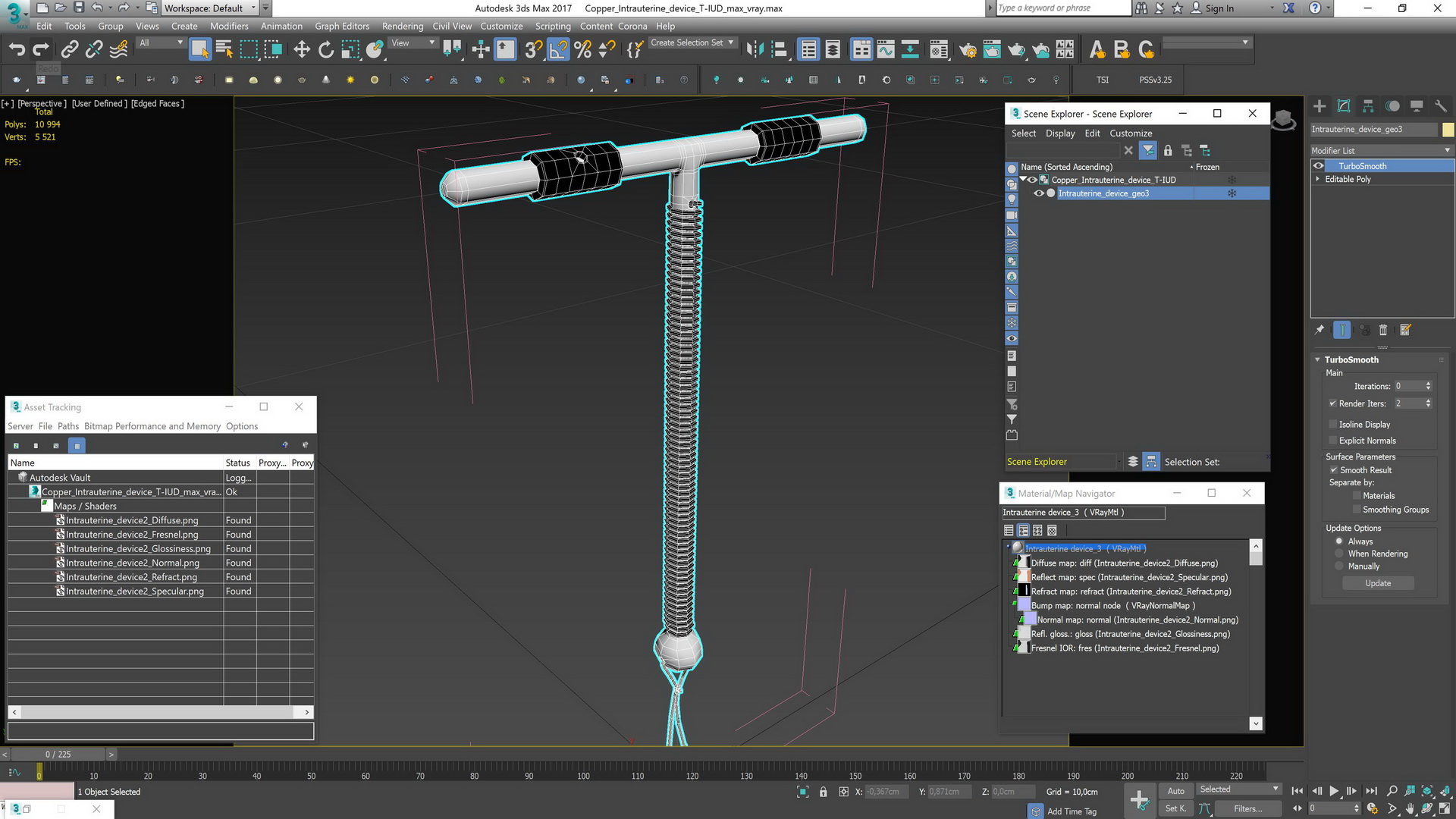 Copper Intrauterine Device T-IUD 3D