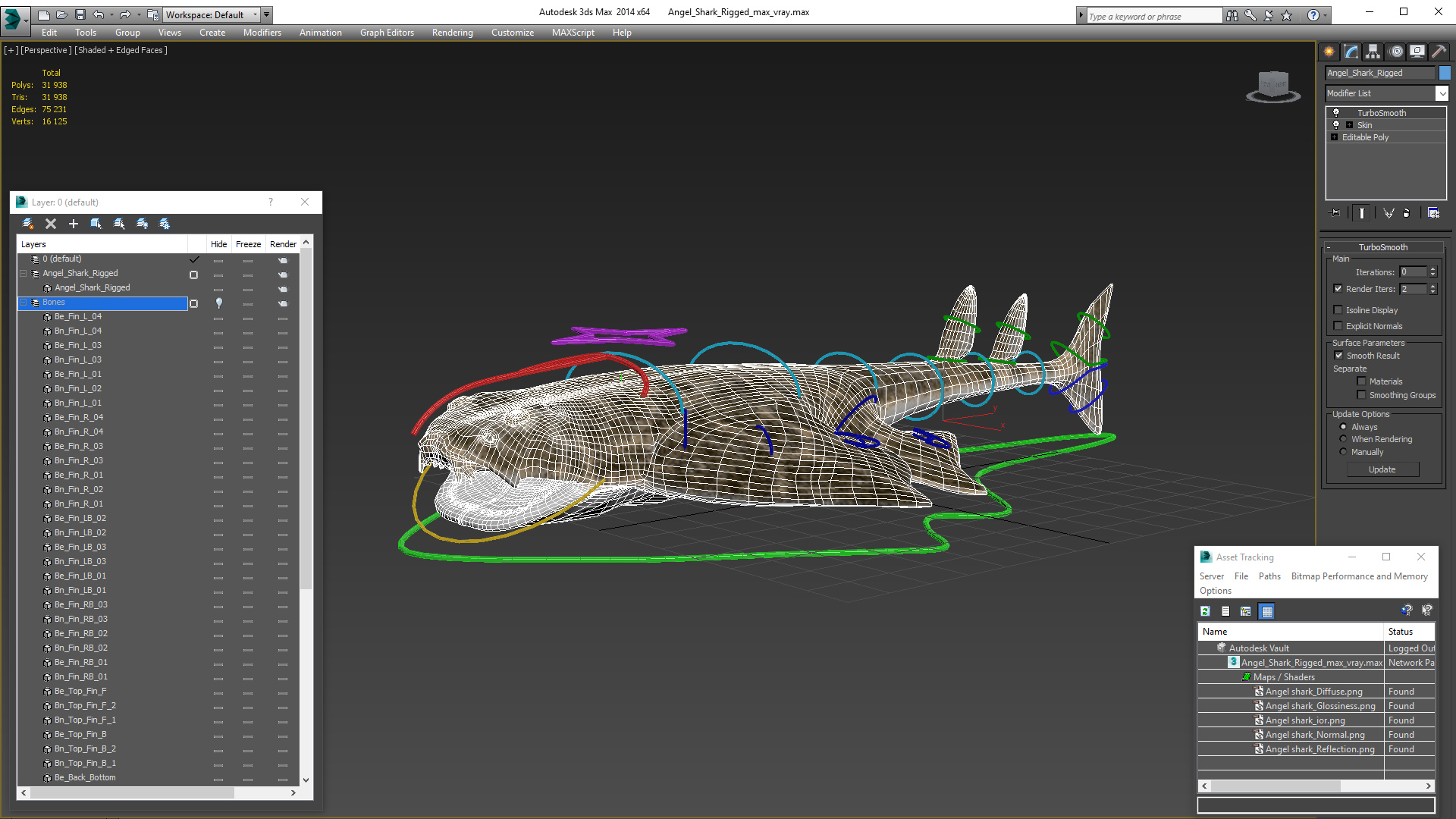 3D Angel Shark Rigged model