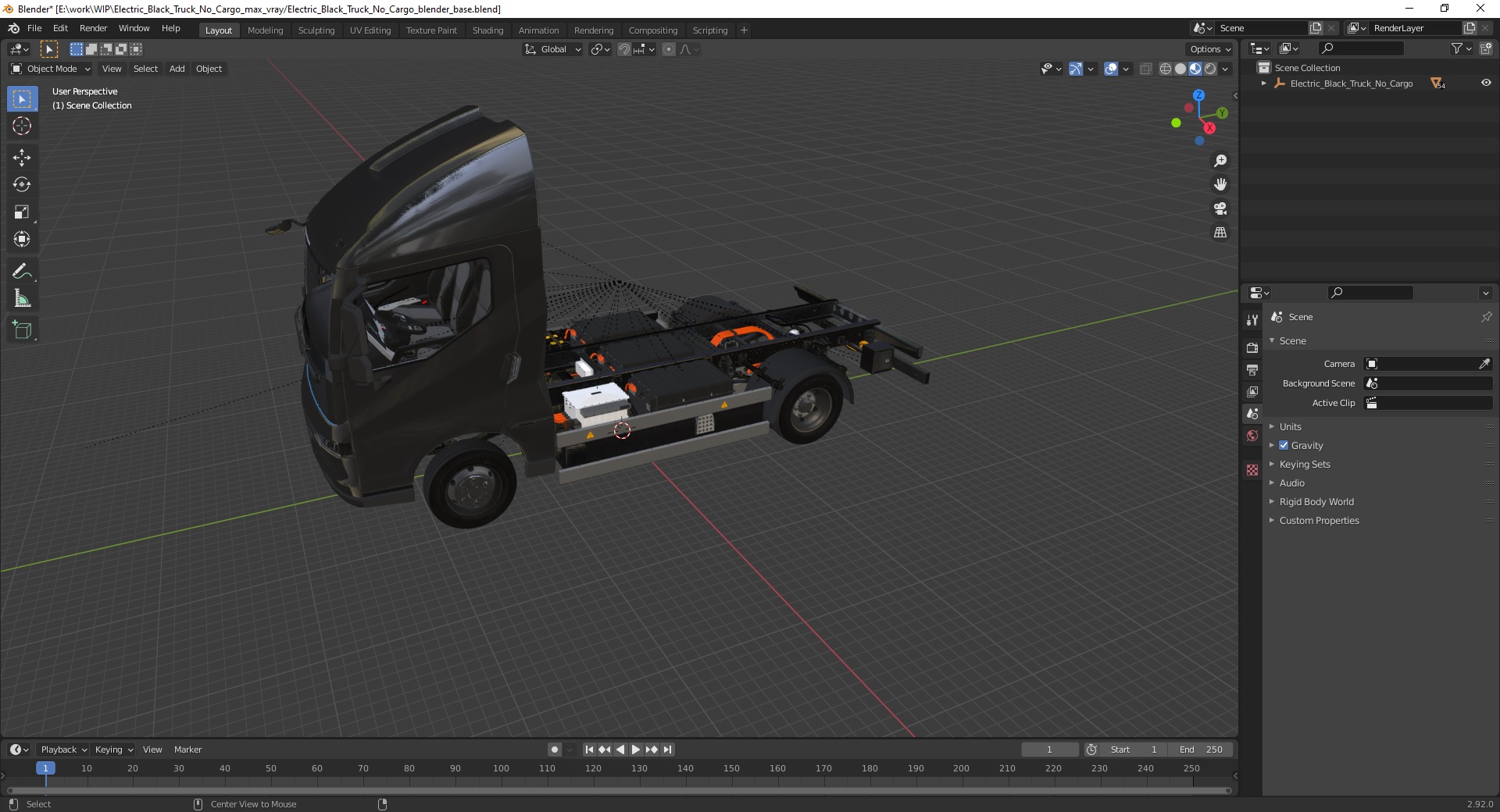 Electric Black Truck No Cargo 3D model