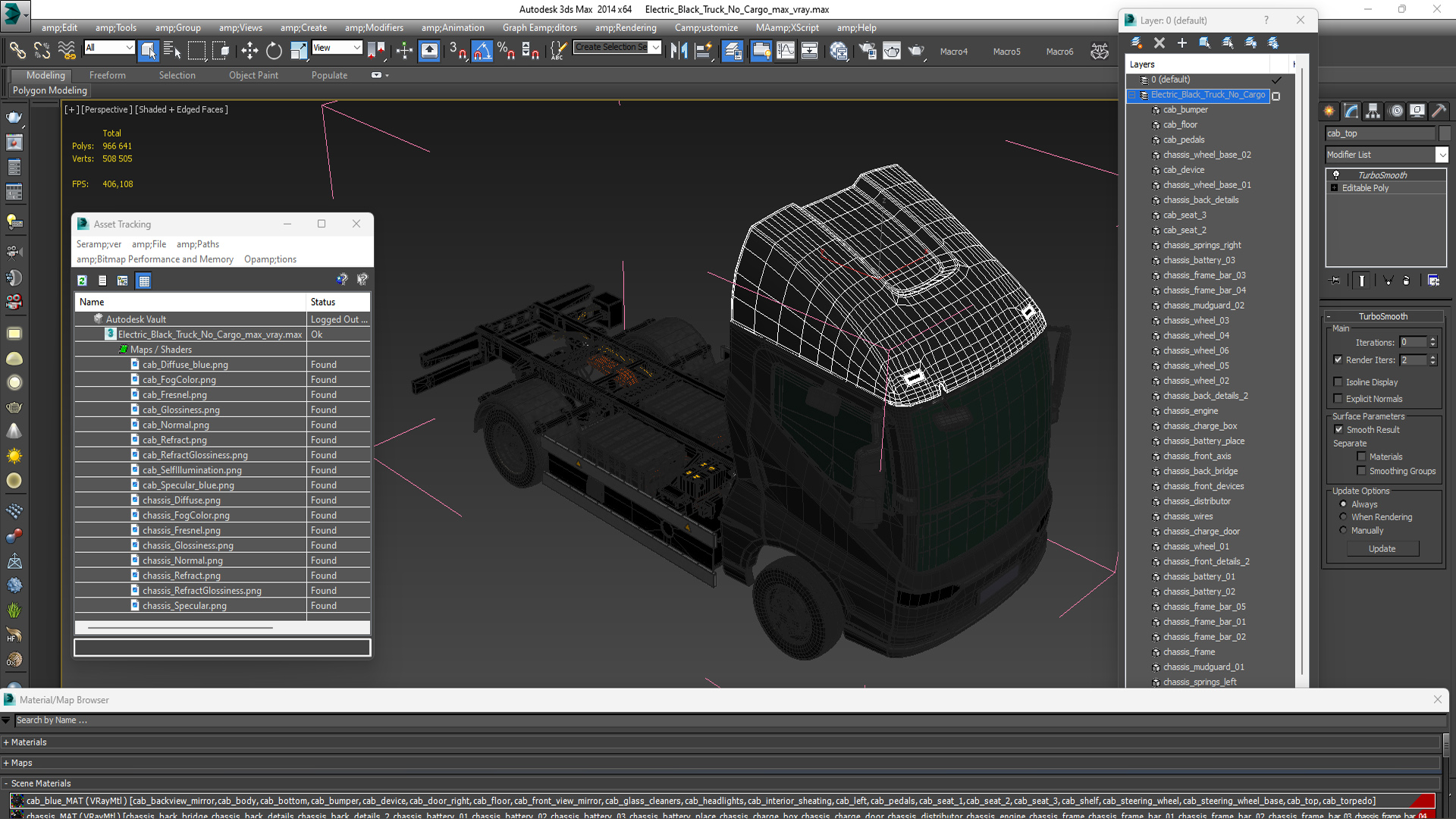 Electric Black Truck No Cargo 3D model