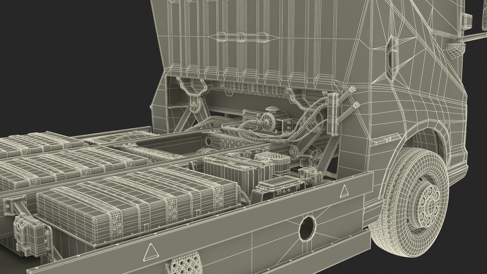 Electric Black Truck No Cargo 3D model