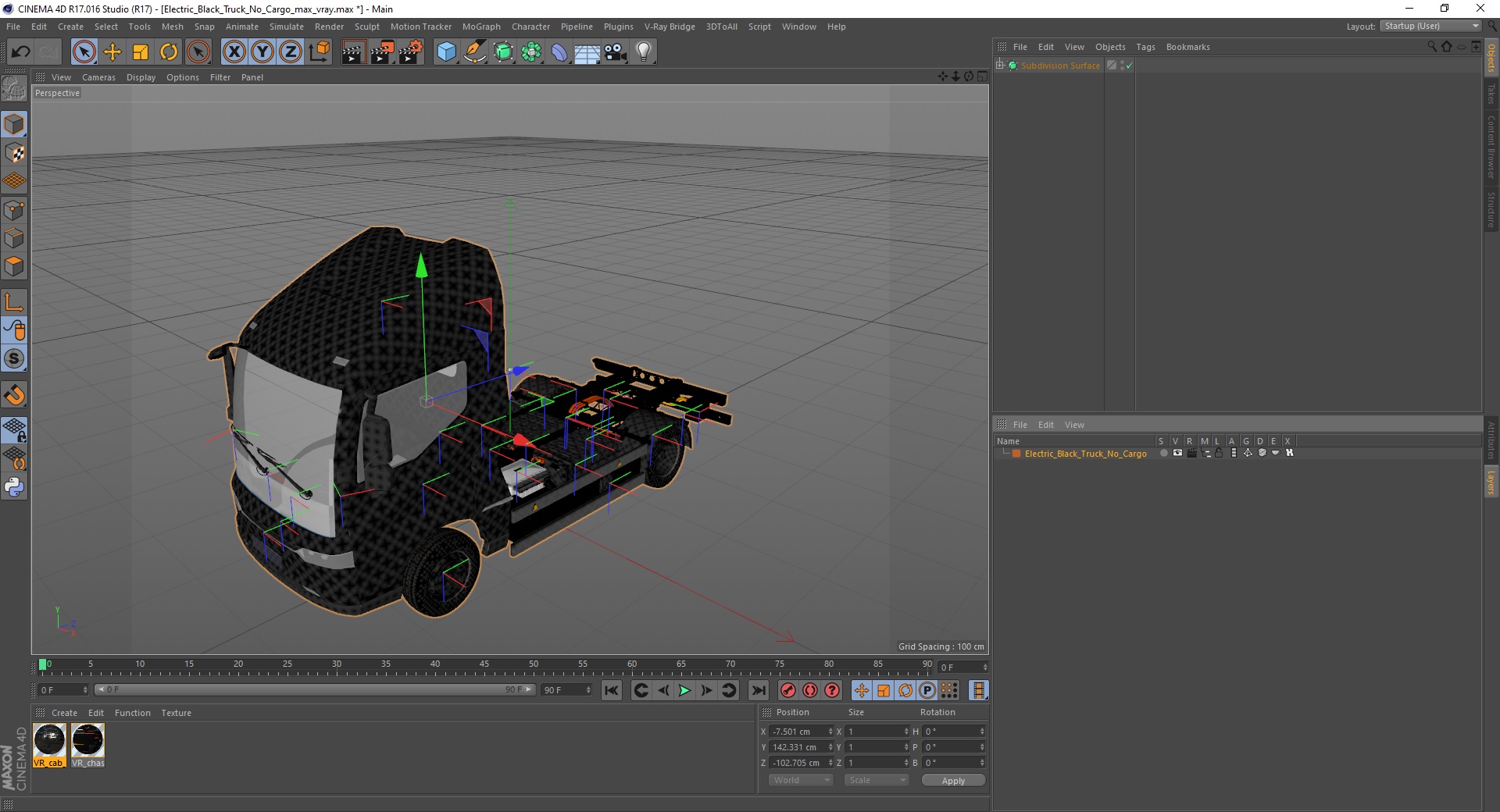 Electric Black Truck No Cargo 3D model