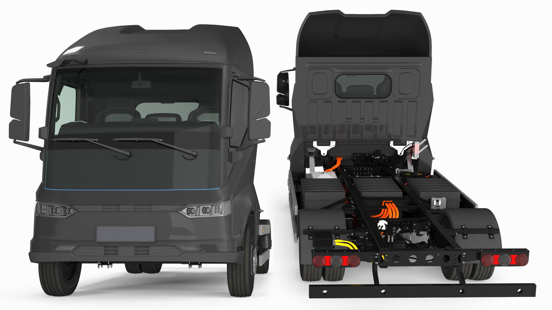 Electric Black Truck No Cargo 3D model