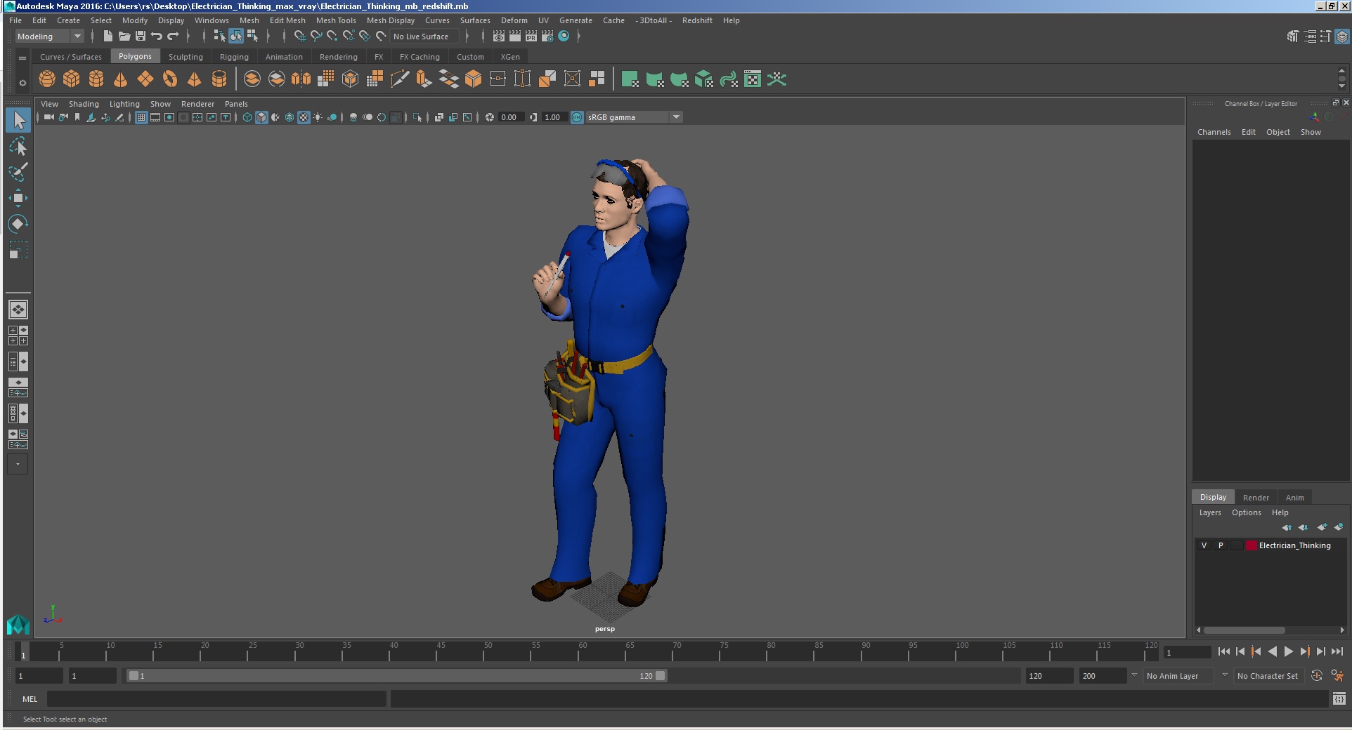 3D model Electrician Thinking