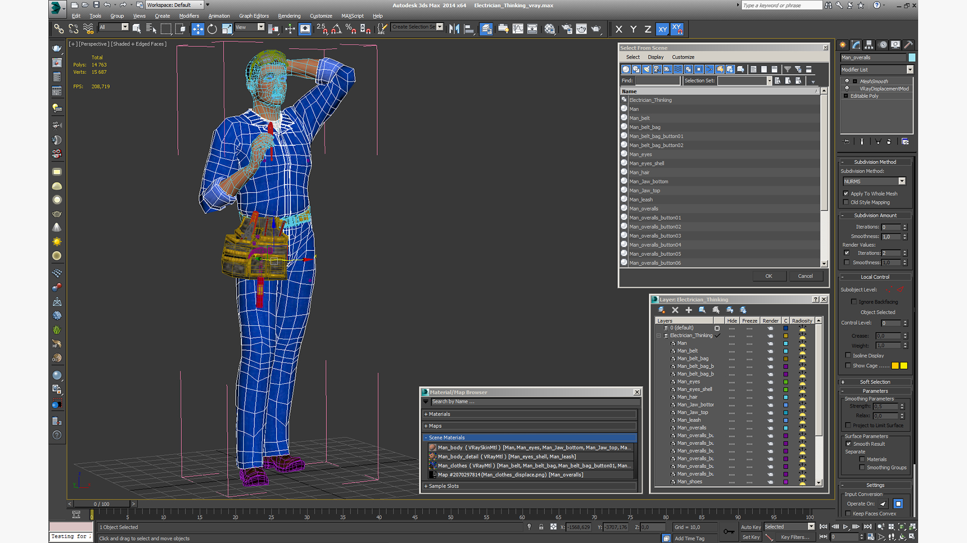 3D model Electrician Thinking