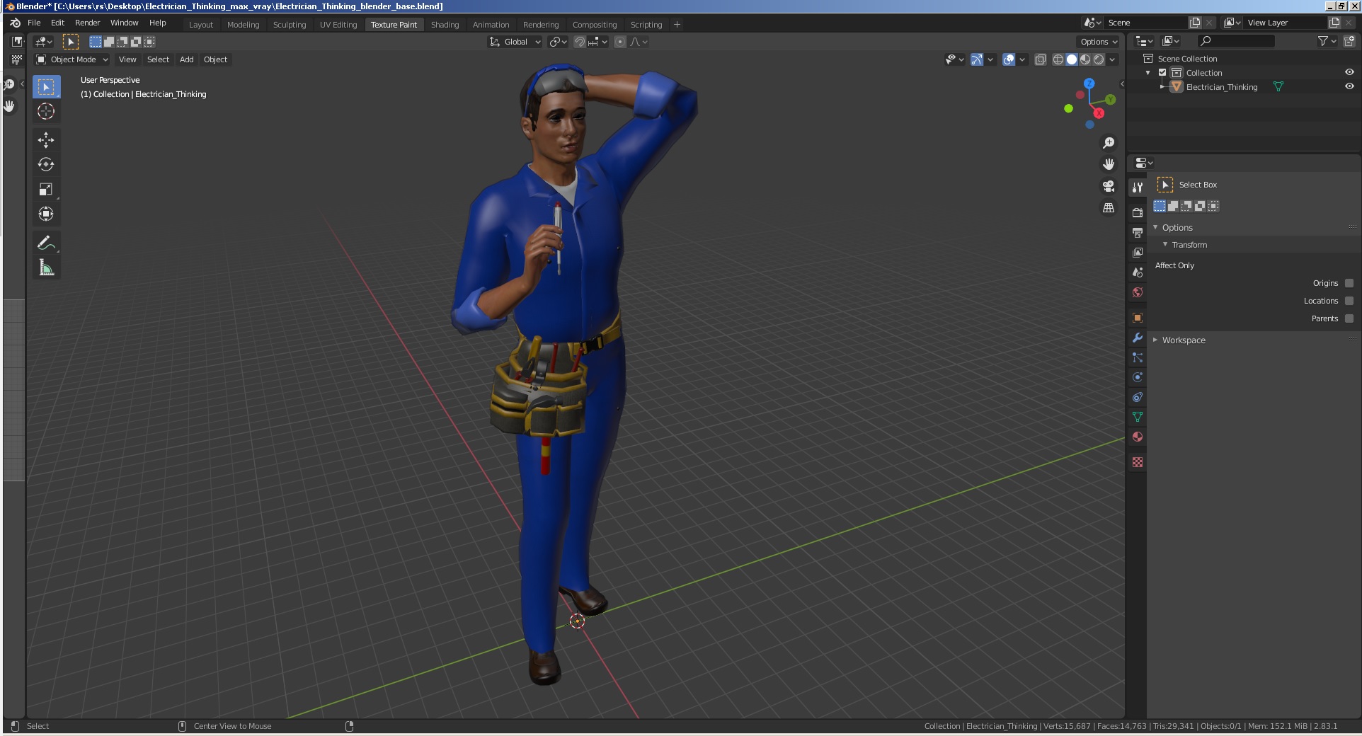 3D model Electrician Thinking