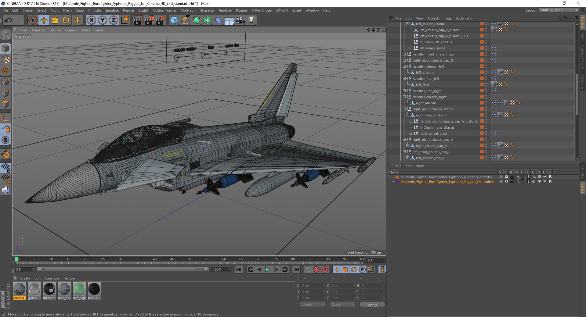 3D Multirole Fighter Eurofighter Typhoon Rigged for Cinema 4D model