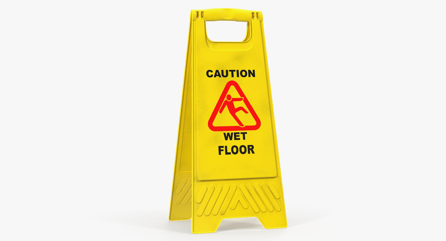 Caution Wet Floor Sign 3D