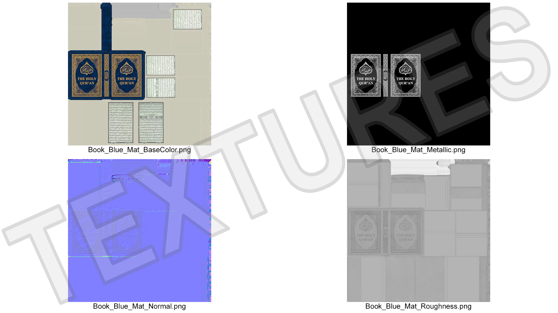 3D model Holy Quran Blue Open
