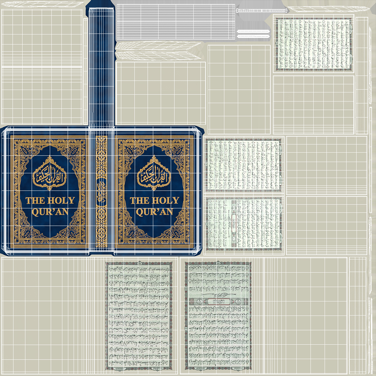 3D model Holy Quran Blue Open