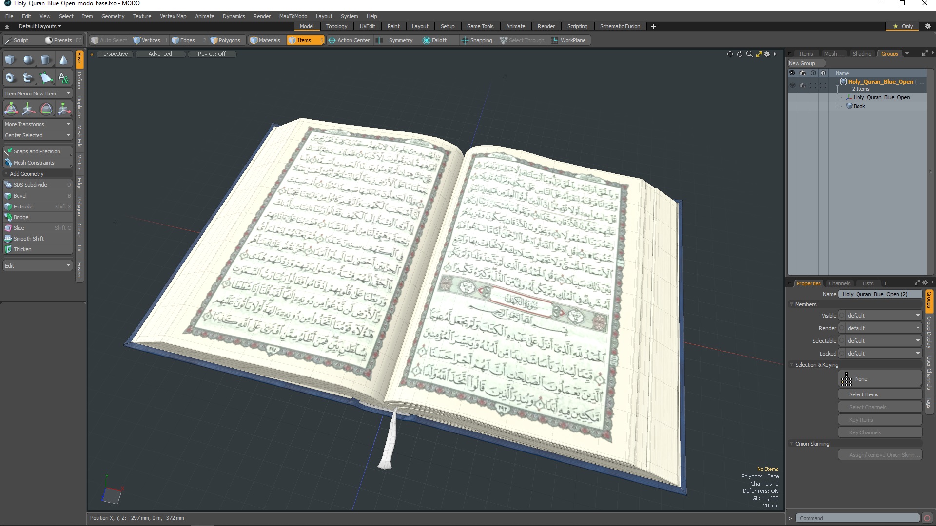 3D model Holy Quran Blue Open