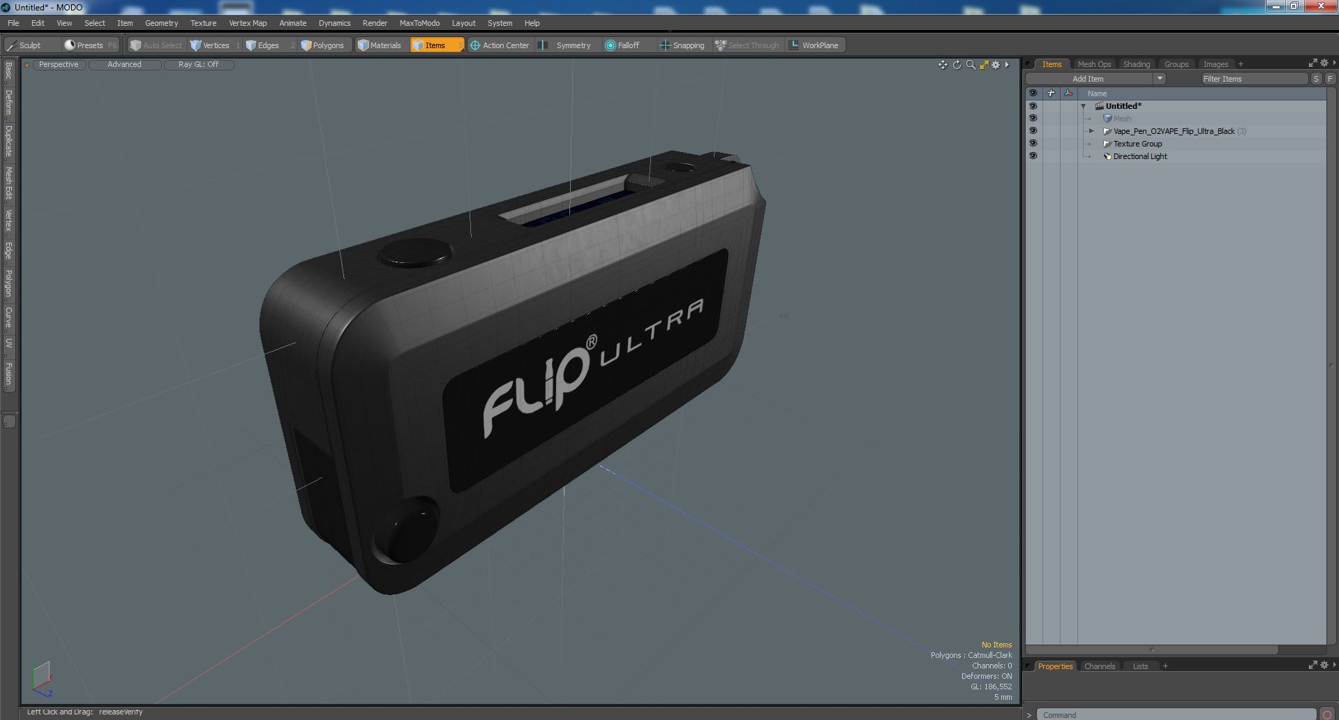 Vape Pen O2VAPE Flip Ultra Black 3D