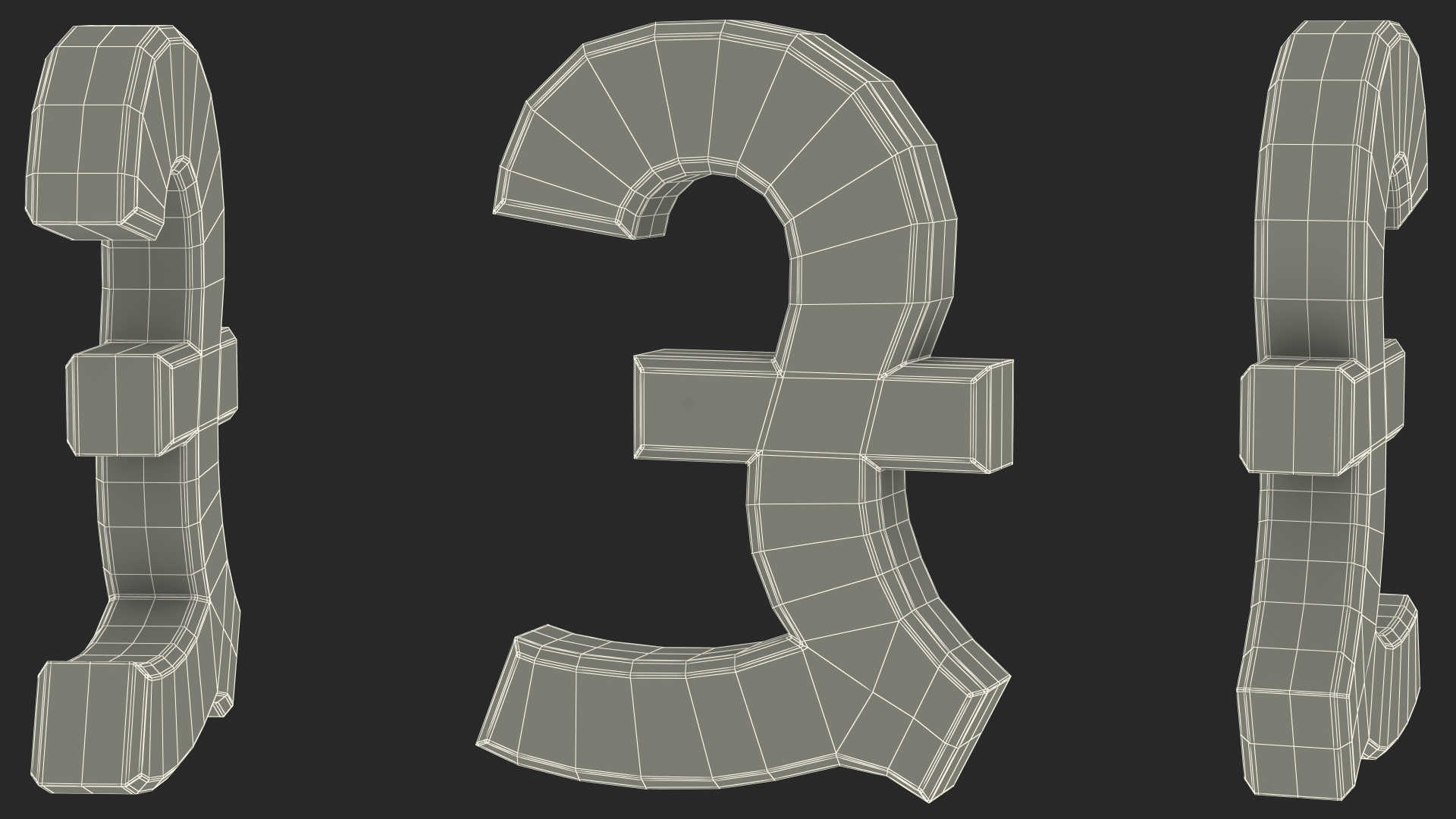 UK Pound Currency Symbol Gold 3D model