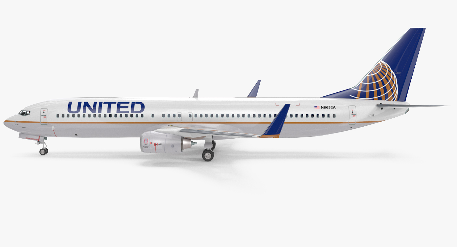 3D Boeing 737 900 with Interior United Airlines Rigged
