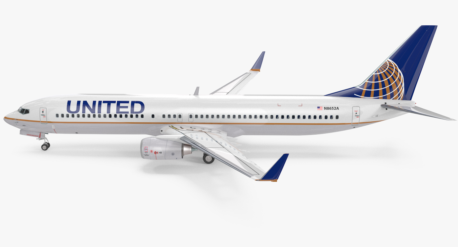 3D Boeing 737 900 with Interior United Airlines Rigged