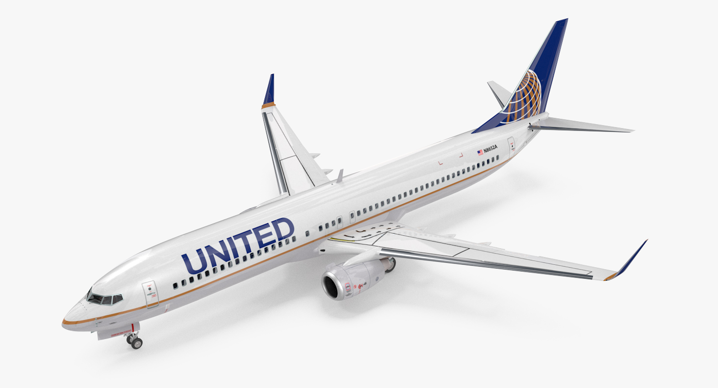 3D Boeing 737 900 with Interior United Airlines Rigged